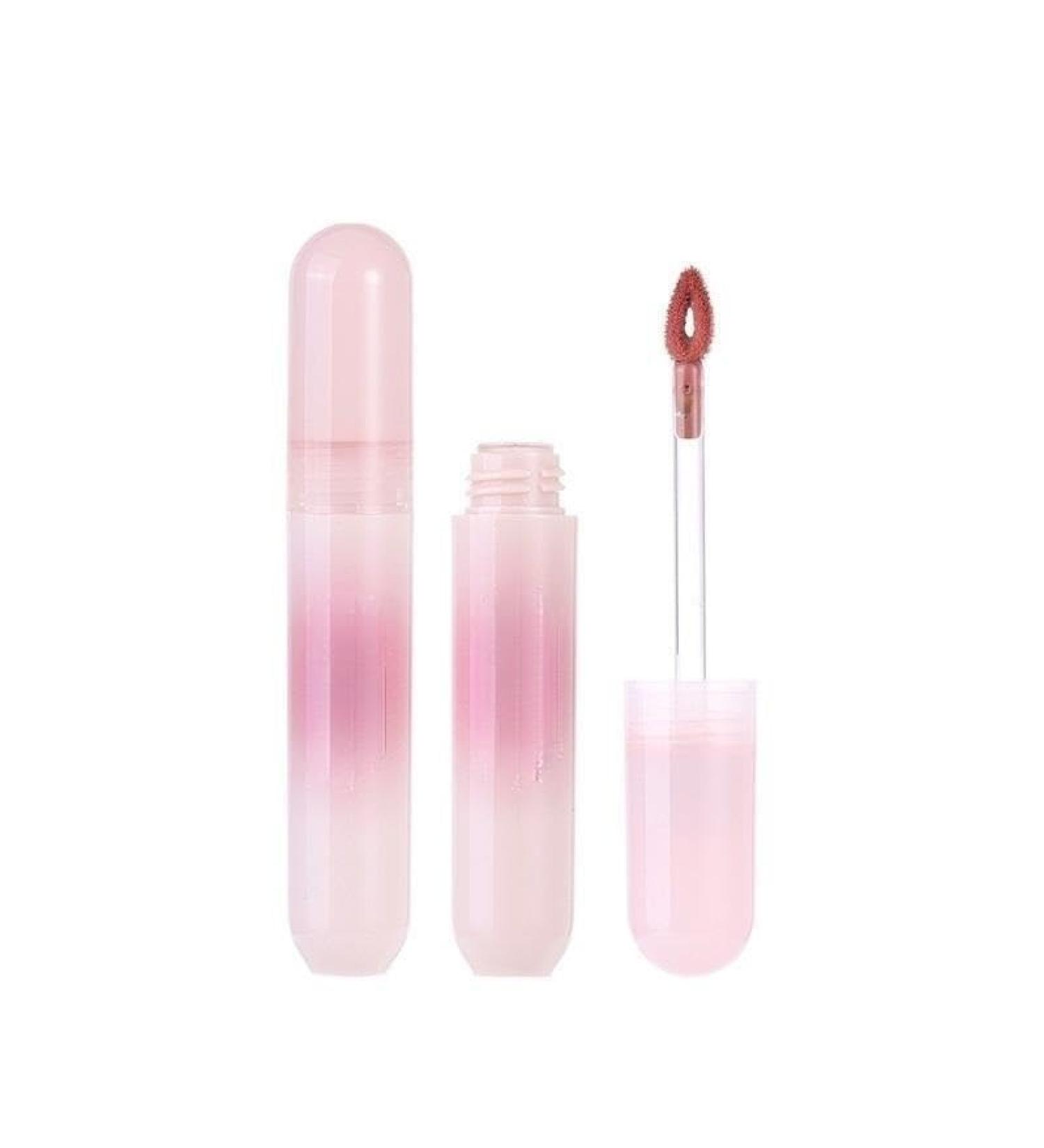 BADALO Velvet Mist Water Mist Lip Mud Soft Silky Matte Vegan White Non-Stick Lip Gloss Lip Glaze Lipstick (Color: 7 Xixi Peach Blossom)