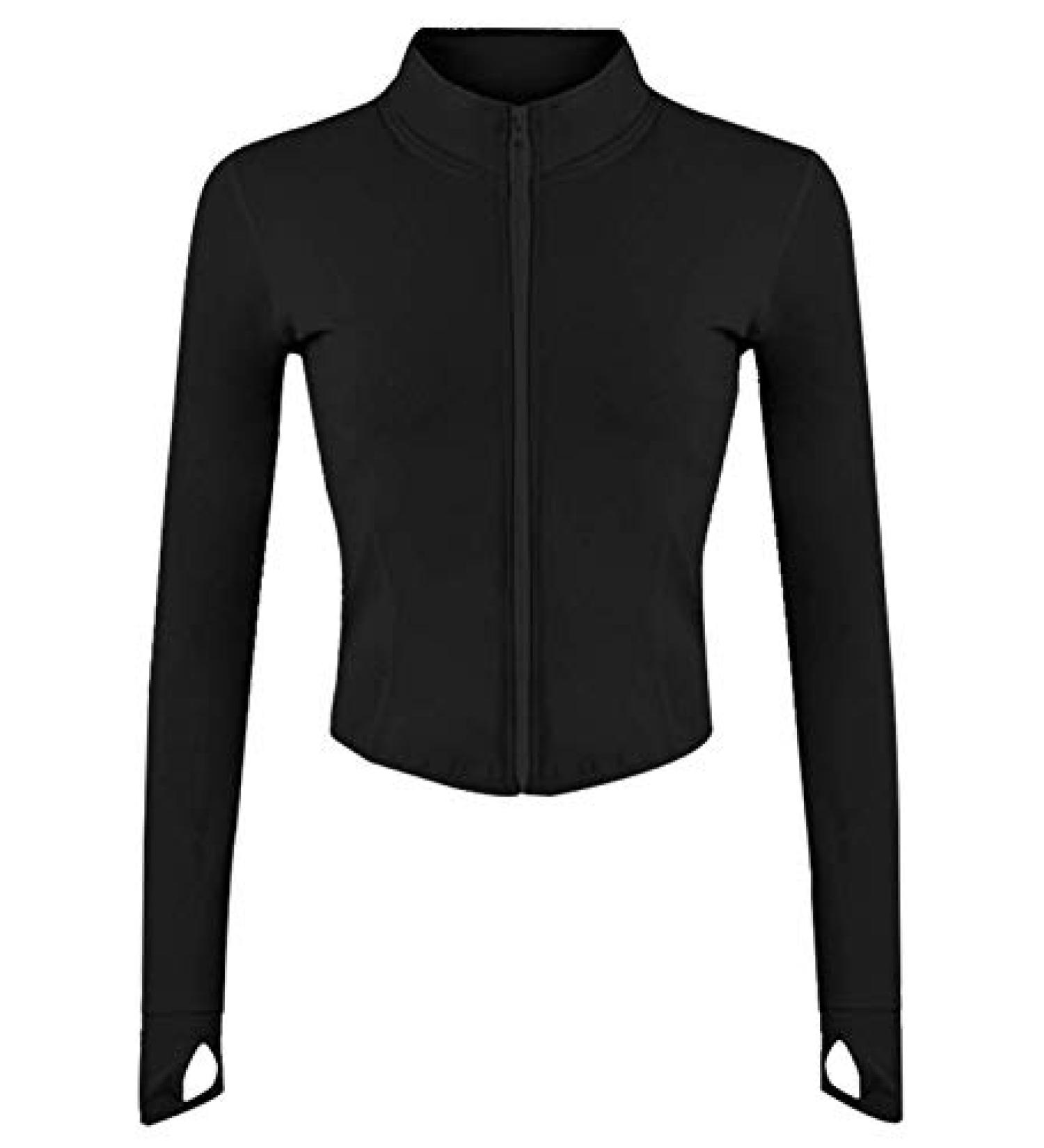 Tanming Women's Full Zip Seamless Workout Jacket - Black, Small | Slim Fit Track Jacket for Running, Yoga - Buy Online on GoSupps.com
