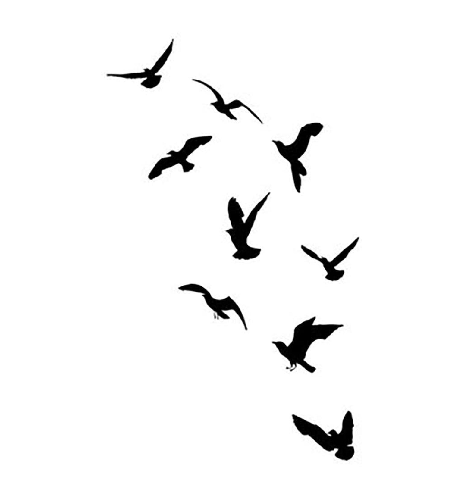 6 Sheets Fake Tattoos Set Silhouette Set of Flying Seagulls Birds on White Inspirational Body Fla Temporary Tattoos suitable for Adult Women Men for Children Boys and Girls 3.7 X 3.7 Inch 3.7x3.7 6