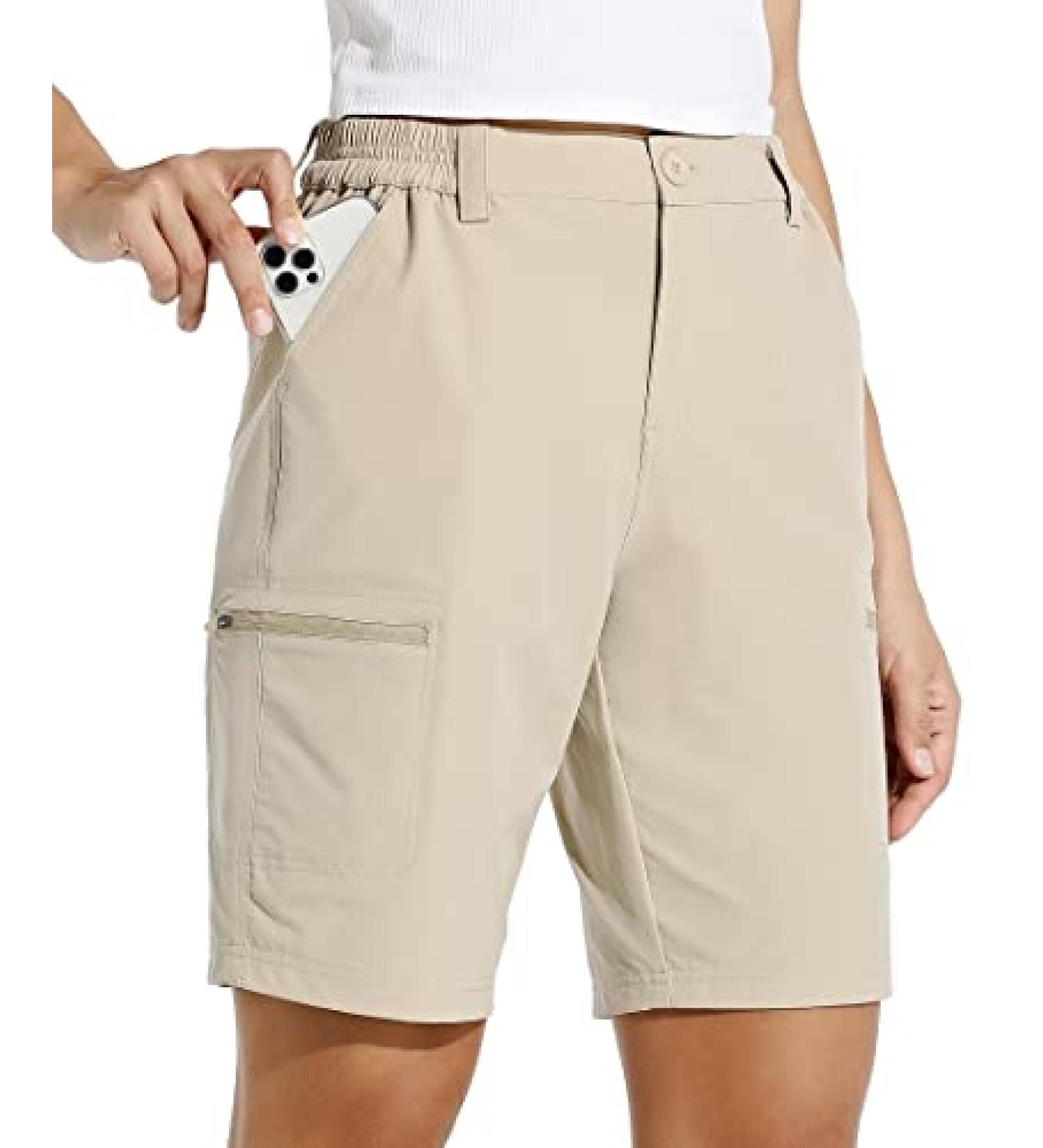 Willit Women's 10 Hiking Cargo Shorts - Khaki Large | Stretch, Quick Dry, Outdoor Summer Shorts - Buy Online on GoSupps.com