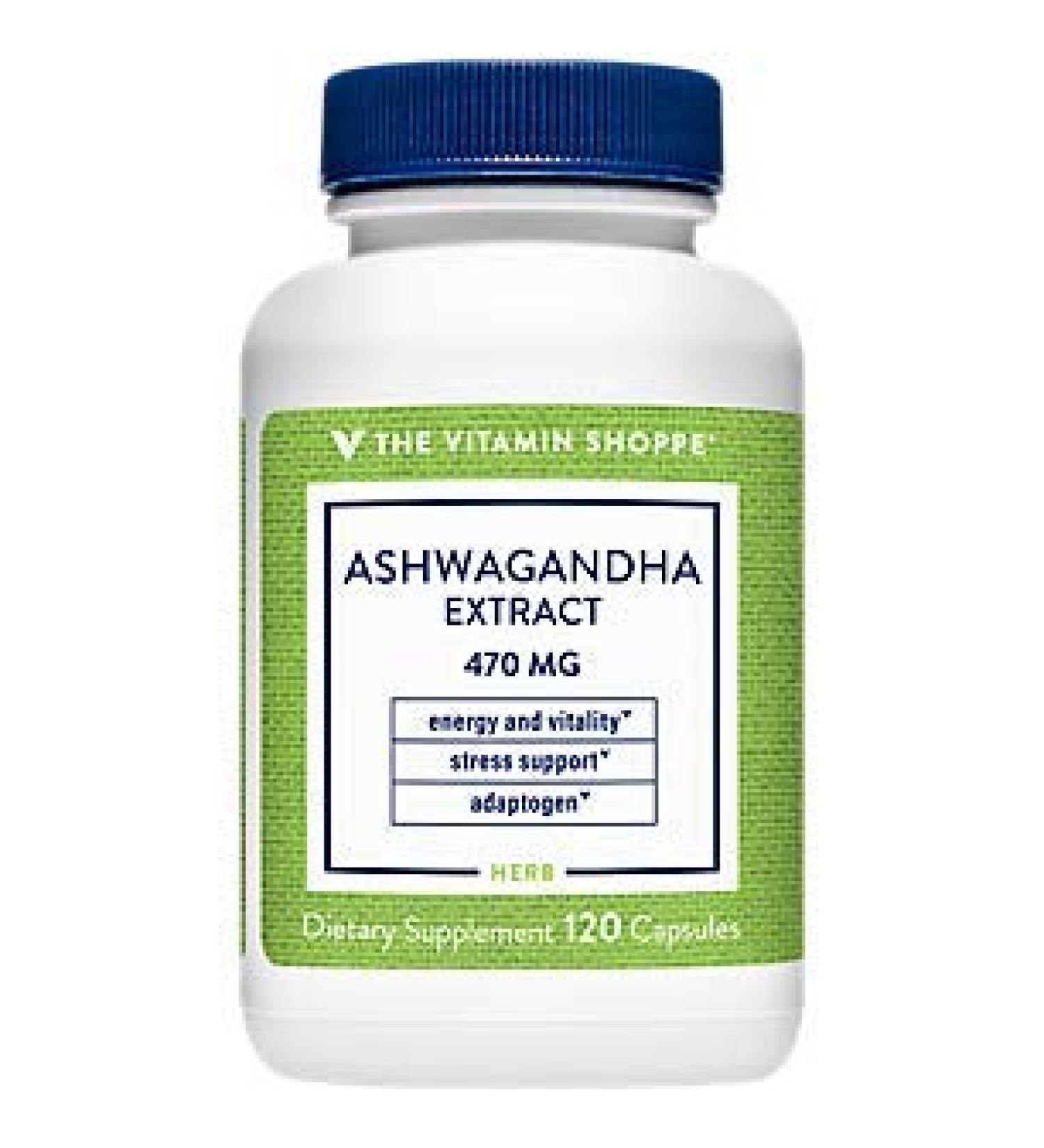 The Vitamin Shoppe Ashwagandha Extract 470MG - Energy & Stress Management Supplement (120 Capsules) - Buy Online on GoSupps.com