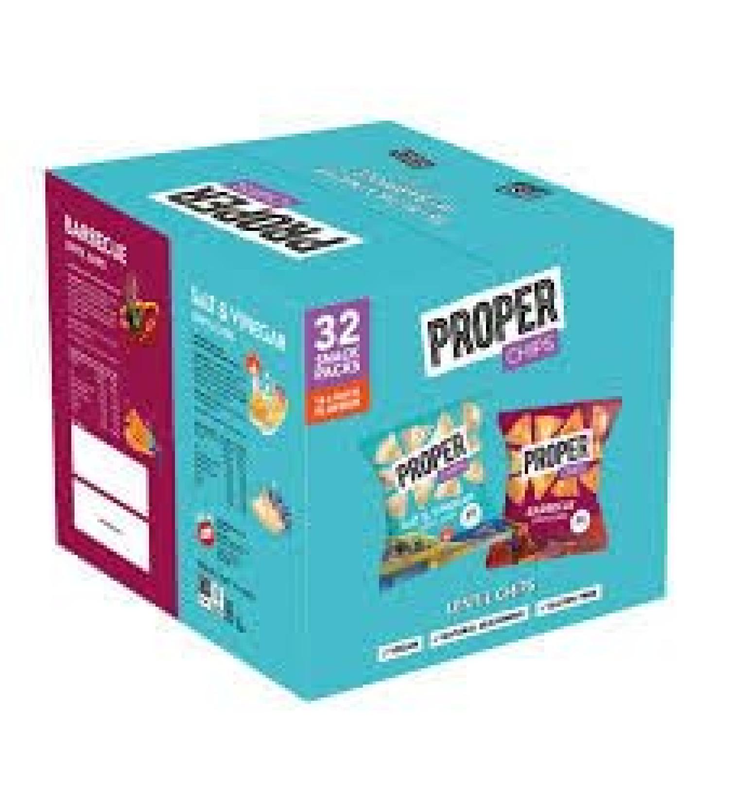 Wowboxme Properchips Bundle 24 Salt & Vinegar and 24 x Barbecue BBQ (48 x 20g Bundle) (2 Bundle Pack)
