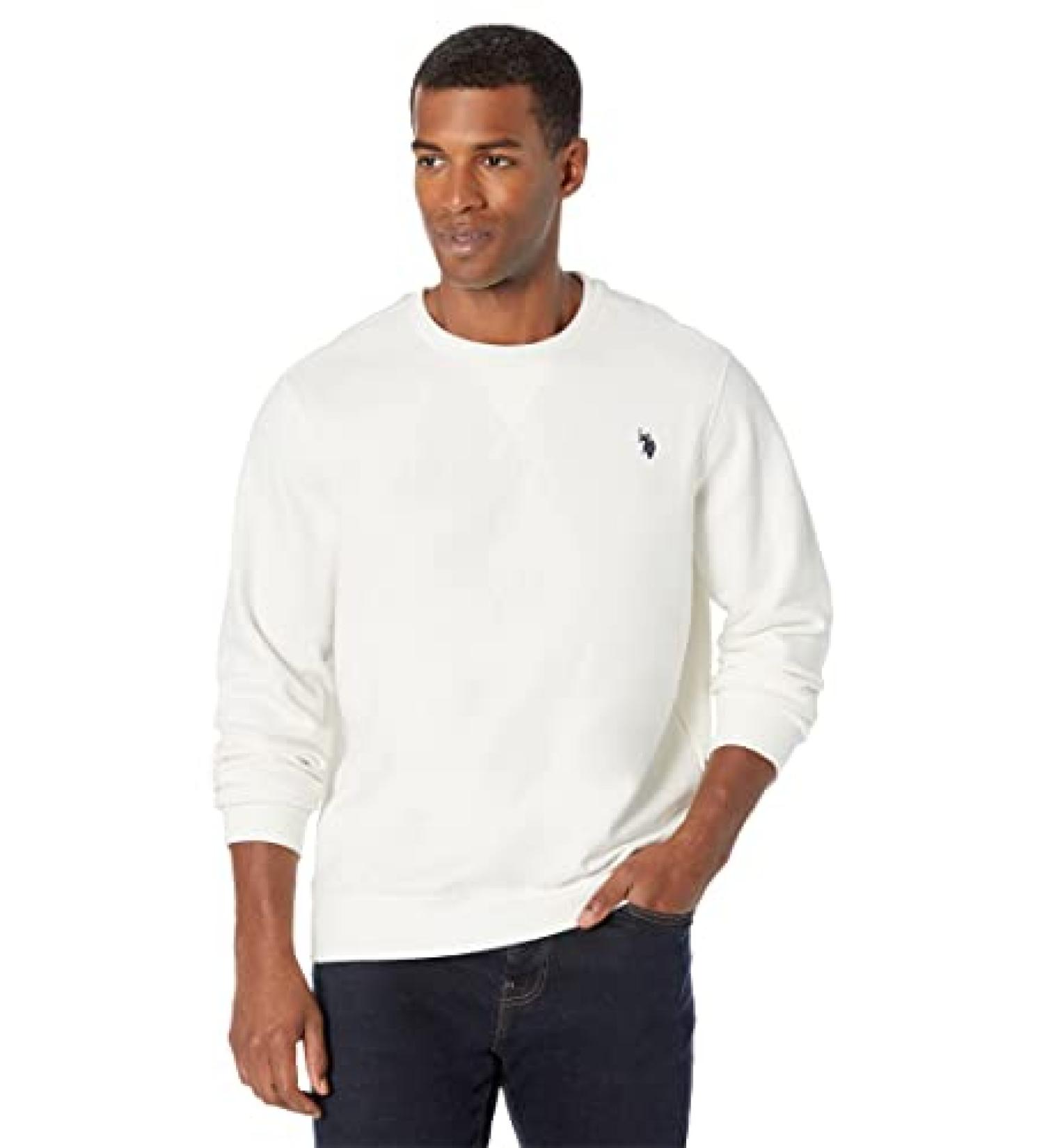 U.S. Polo Assn. Long Sleeve Popover Crew Neck Fleece Sweatshirt - X-Large Vanilla - Buy Online on GoSupps.com