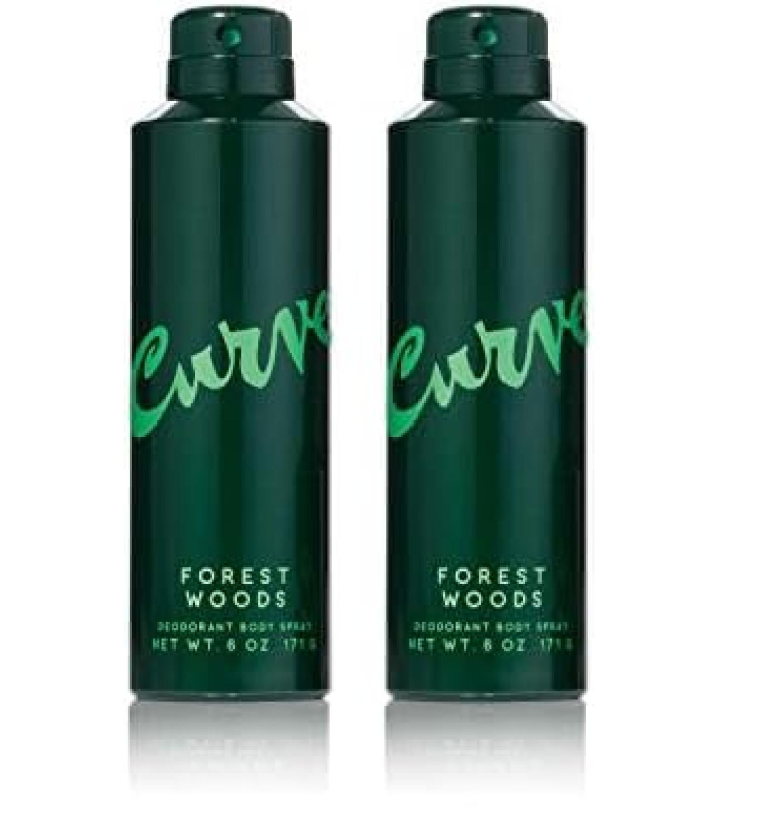 Curve Men's Deodorant Fragrance Spray by Curve Casual Day or Night Scent Forest Woods 6 Fl Oz (Pack of 2) 6 Ounce (Pack of 2)