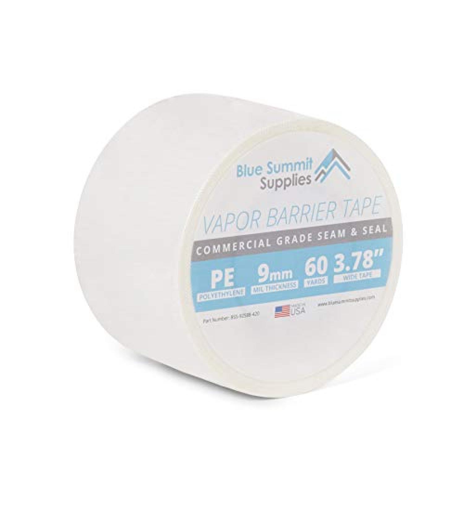 Blue Summit Supplies Vapor Barrier Tape  PE 9mm Polyethylene Tape Sealing Moisture Barrier Seam and Seal Tape for Crawl Space or Marine Use  Waterproof White 9 Mil Poly Tape  3.78 Inch  180 Foot Roll - Buy Online on GoSupps.com