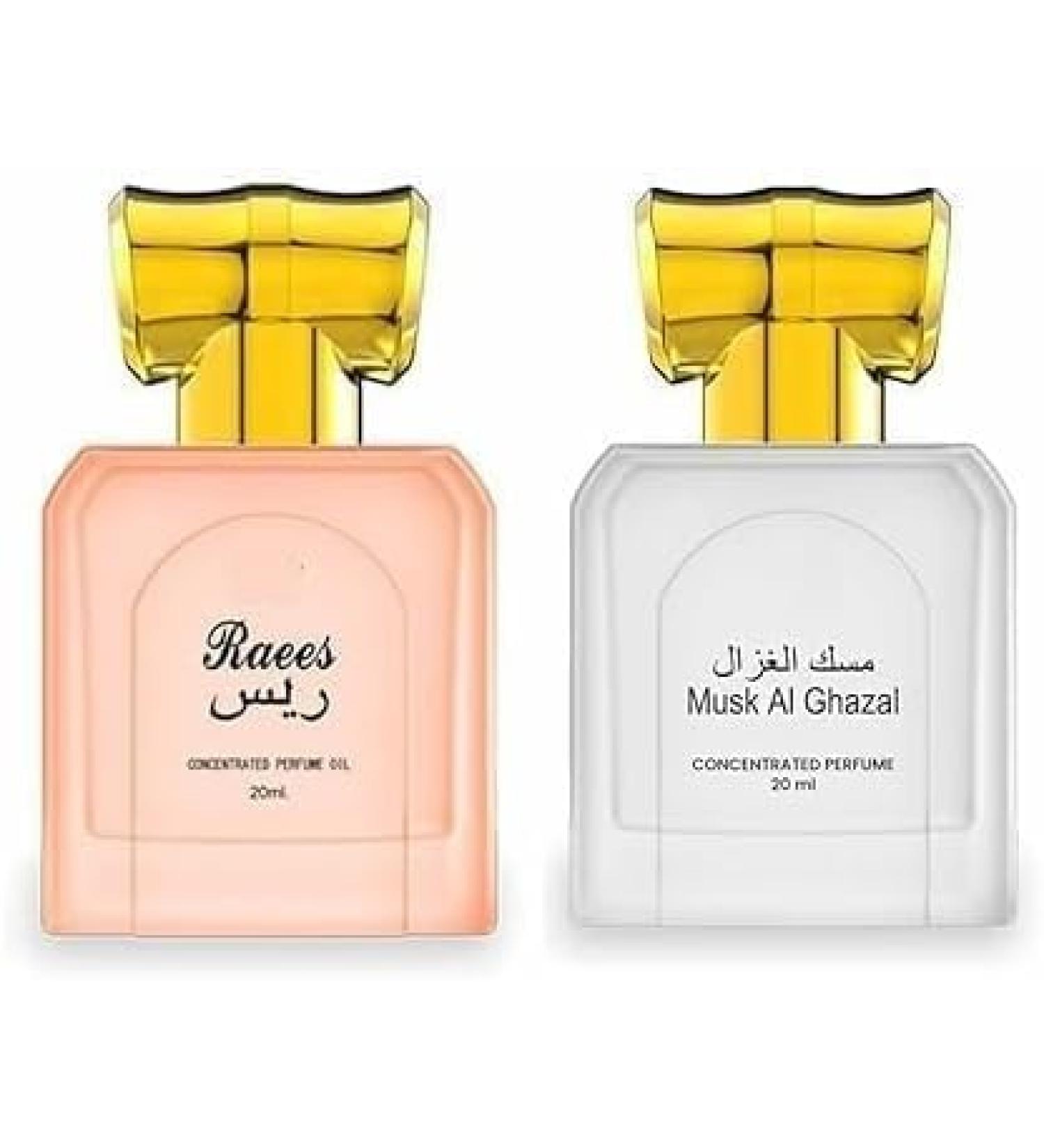 SRF Musk Al Ghazal & SRF Raees Concentrated Perfume oil Combo (Pack of 2 x 20ml) | Alcohol Free Attar Perfume Roll on