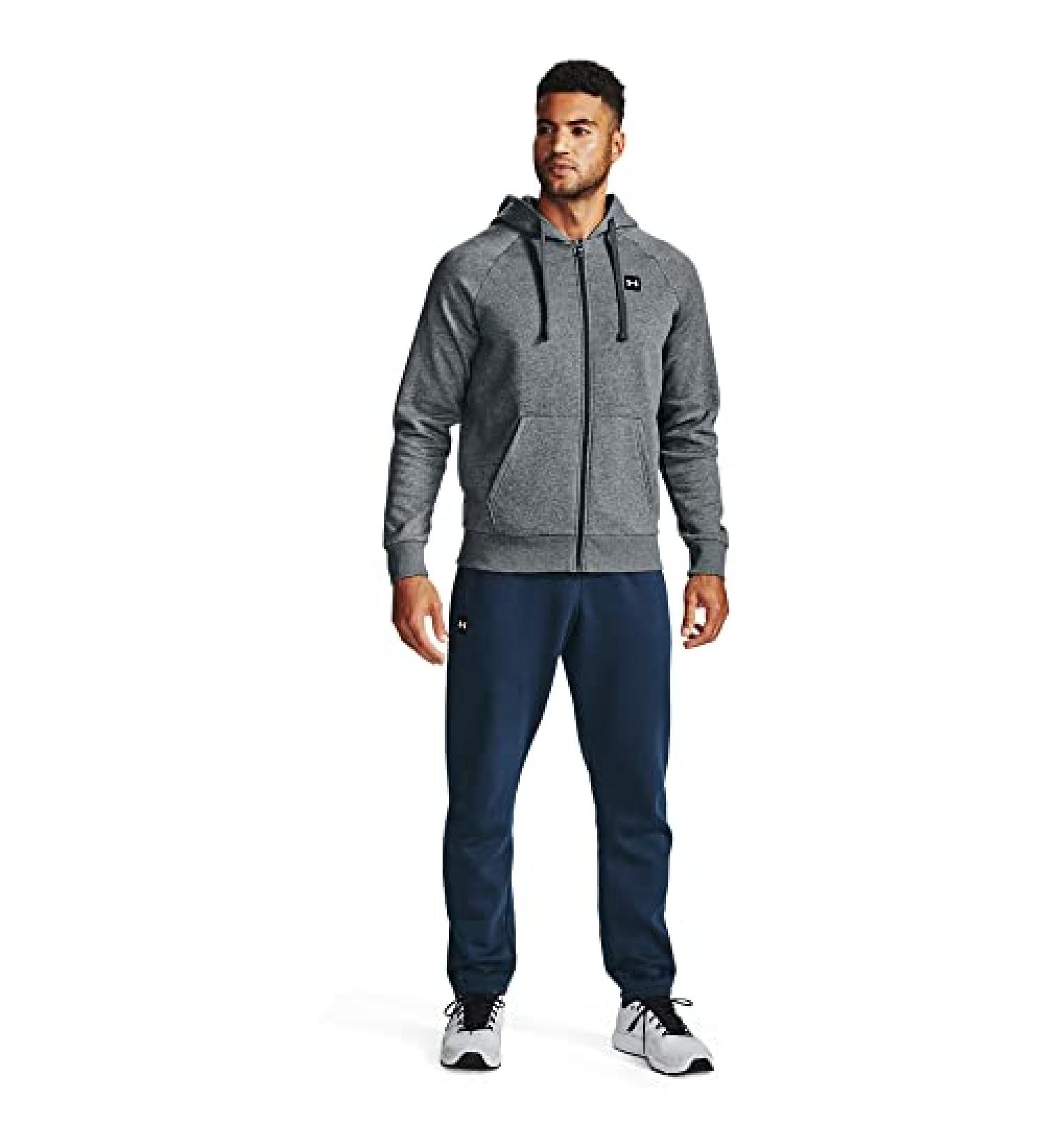 Under Armour Men's Rival Fleece Full Zip Hoodie - Pitch Gray/Light Heather - Large - Buy Online on GoSupps.com