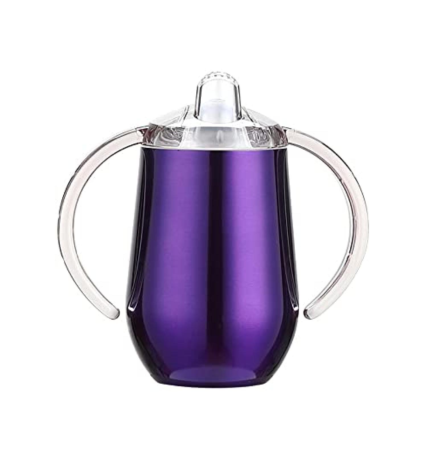 Stainless Steel Sippy Cup 10 oz | BPA Free, Double Wall Insulated | Toddler Straw Cup with Handles & Silicone Lid | Non-Spill, Purple - Buy Online on GoSupps.com
