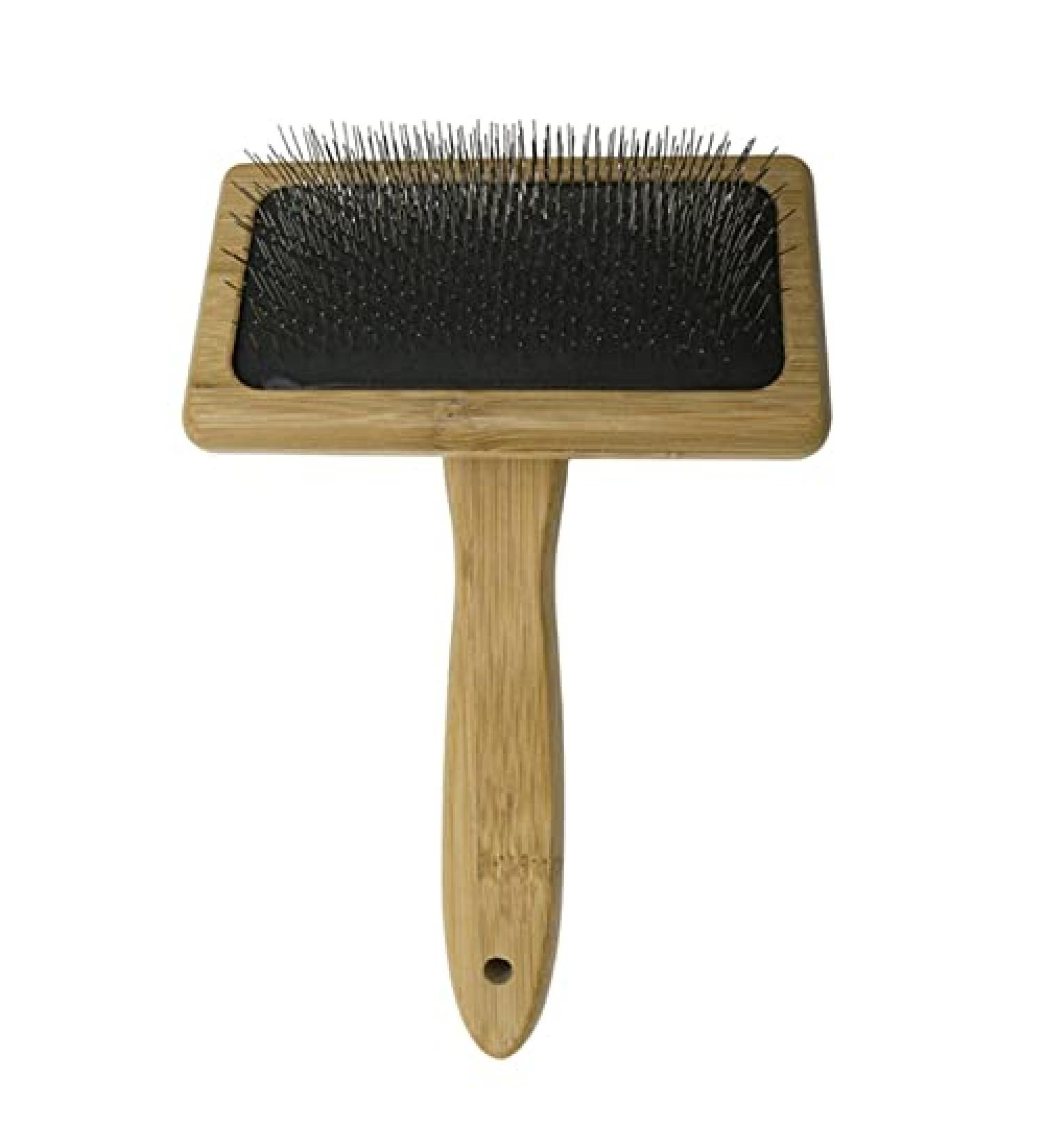 Dog & Cat Brush Pet Hair Deshedding Brush for Grooming Removes Loose Hair Tangles Pain Free Bristles Bamboo Wood Handle pet cleaning slicker brush for dogs with long hair short hair for cats for dogs - Buy Online on GoSupps.com