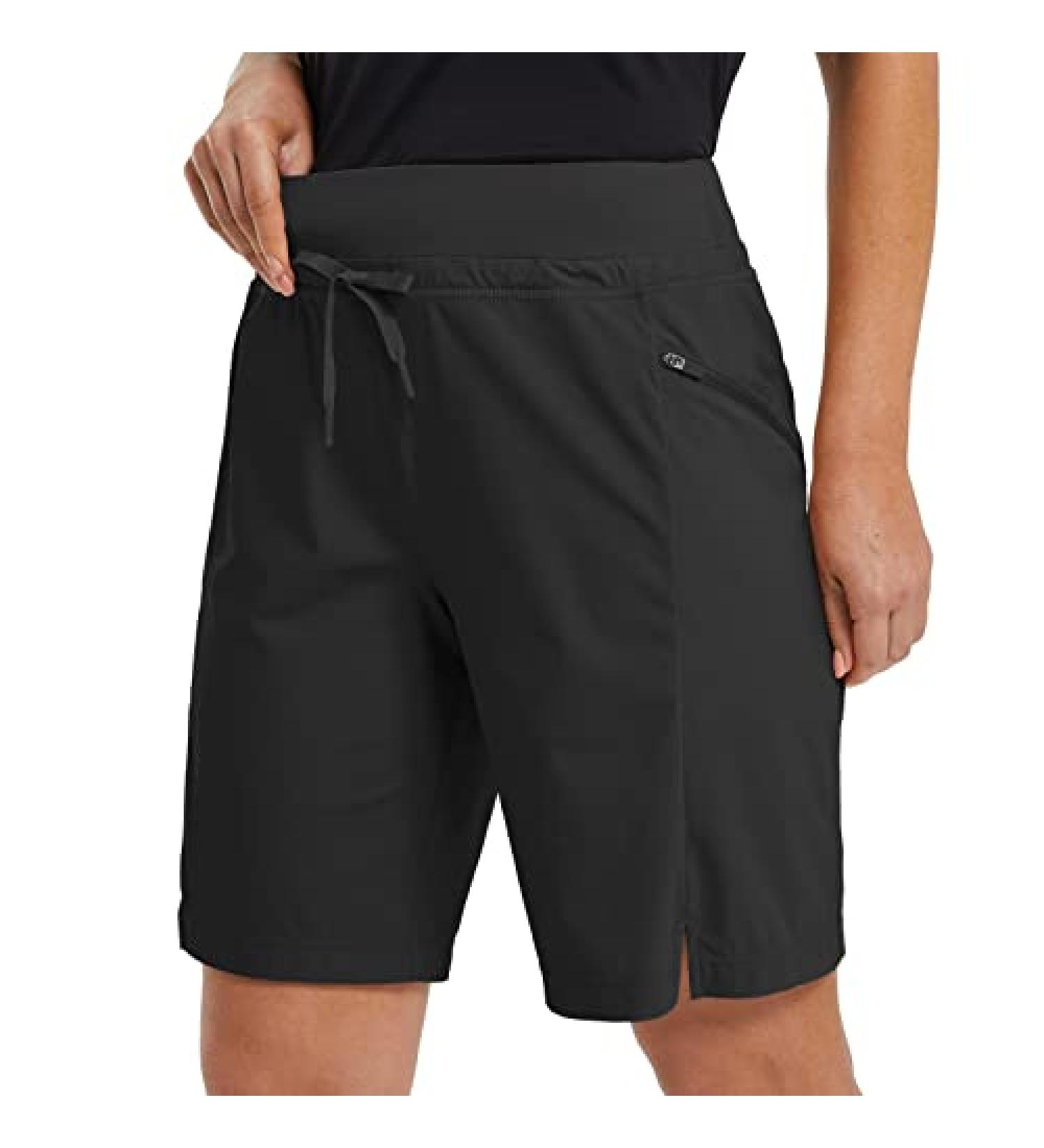 BALEAF Women's Hiking Long Shorts 9 - Quick Dry Bermuda Cargo with Pockets | Lightweight Knee Length for Curvy | Large Black - Buy Online on GoSupps.com