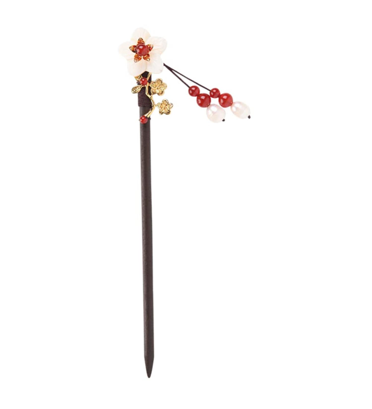 LALAFINA Hanfu Hairpin Wood Metal Hair Clip Hair Sticks Pearl Flower Hair Stick Crystal Hair Clips Vintage Hair Stick Hairpin Wedding Headpiece Shell Flower Women's Ebony Hair up - Buy Online on GoSupps.com