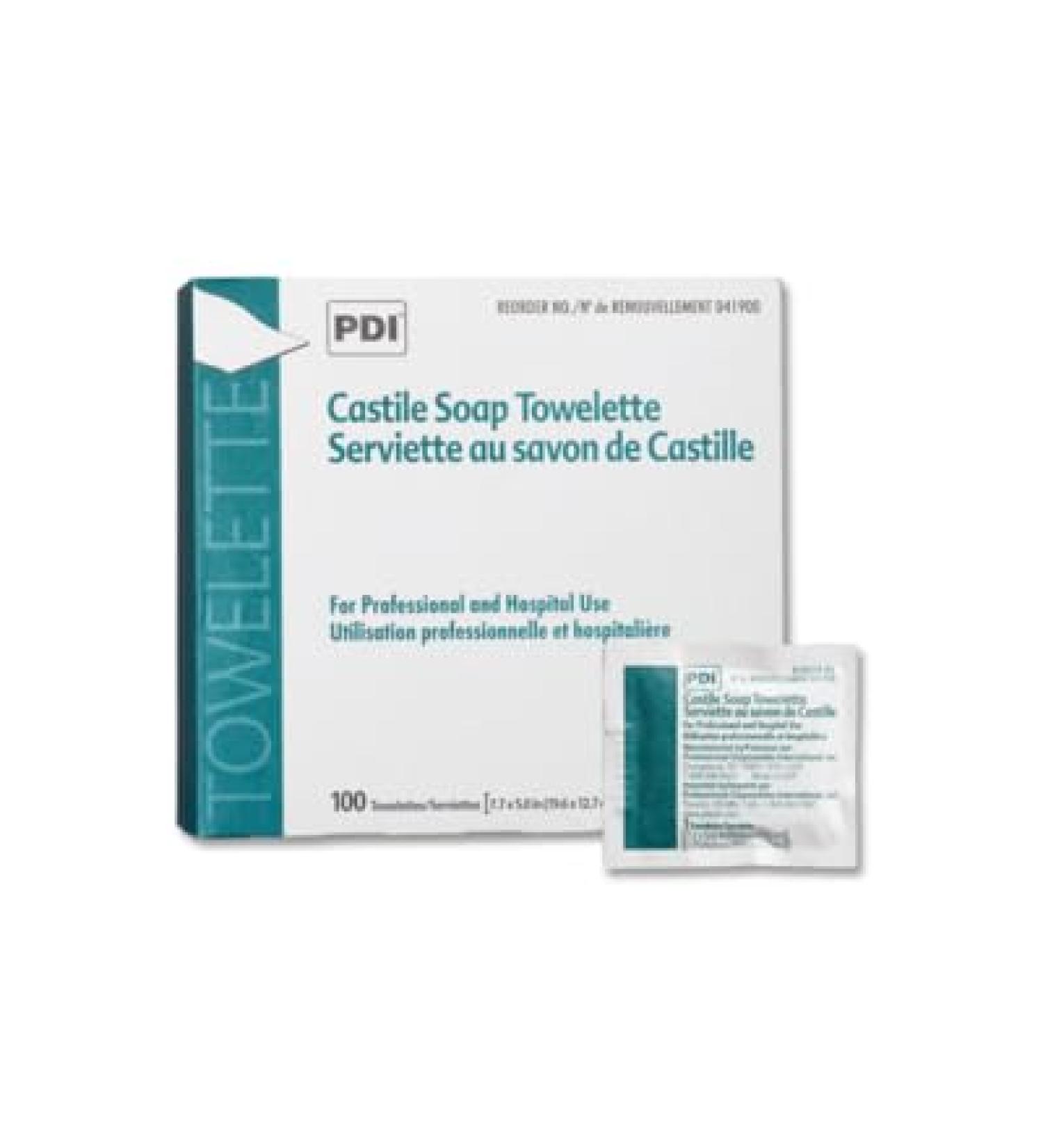 PDI Castile Soap Towelettes - 100 Individually Wrapped Face & Hand Cleansing Wipes | Buy Internationally - Buy Online on GoSupps.com