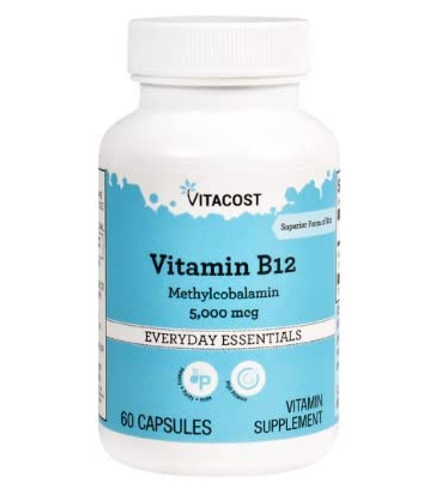 Vitacost Vitamin B-12 Methylcobalamin - 5000 mcg - 60 Capsules