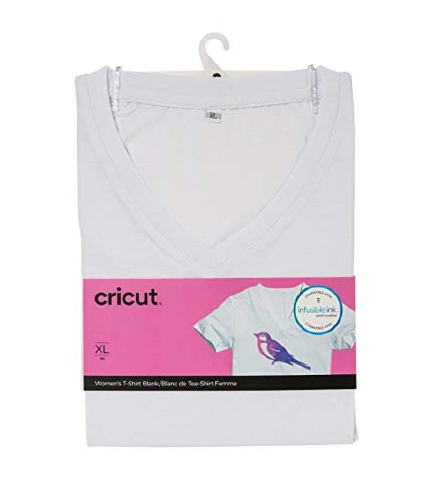Cricut Women's T-Shirt Blank, V-Neck, X-Large Infusible Ink, White