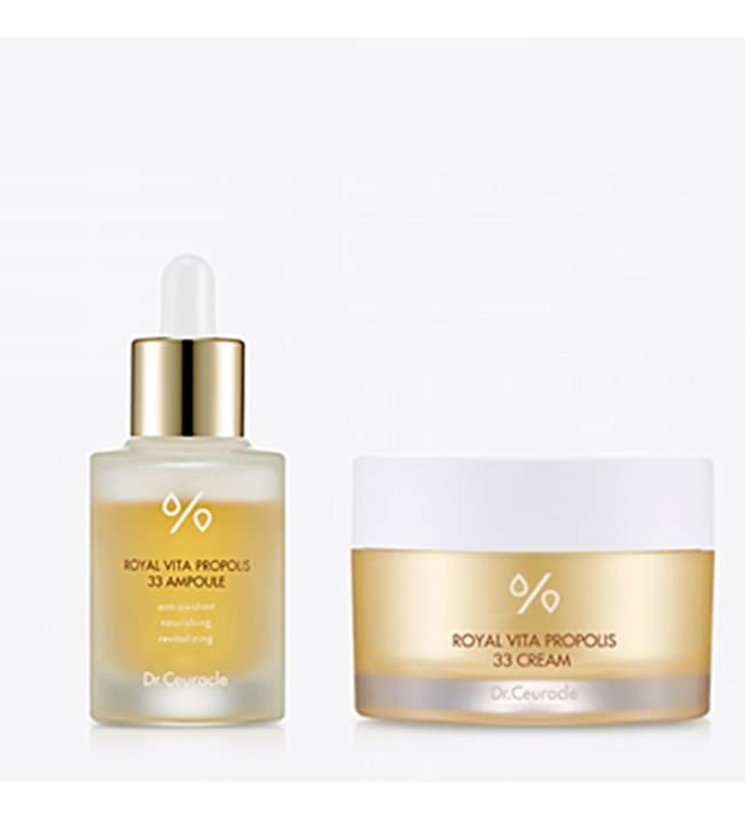 Dr.Ceuracle Royal Vita Propolis 33 Ampoule & Cream - Nourishing Skin Serum & Moisturizer | 1.01 fl.oz. & 50g | International Shipping Available - Buy Online on GoSupps.com