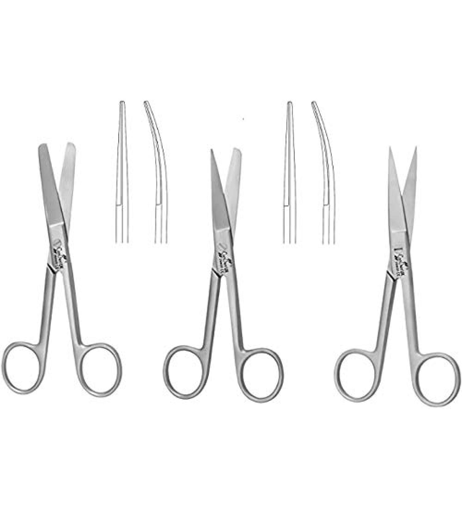 Dressing Scissors 14cm Straight & Curved Shears Nursing Home Office Veterinary Surgical Dental Use (14cm Curved Sharp/Sharp) 14cm Curved Sharp/Sharp