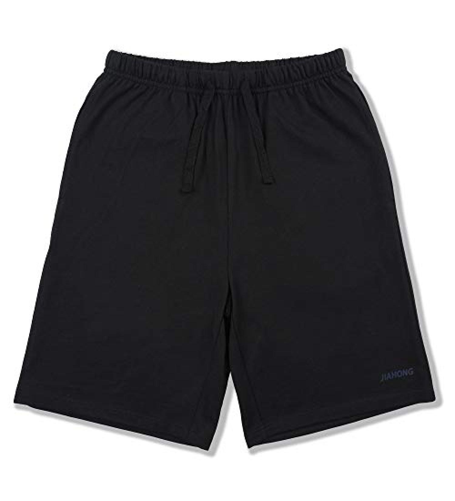 JIAHONG Boy's 100% Cotton Athletic Shorts 2-Pack Black X-Large | Comfy Drawstring with Pockets for Kids - Buy Online on GoSupps.com