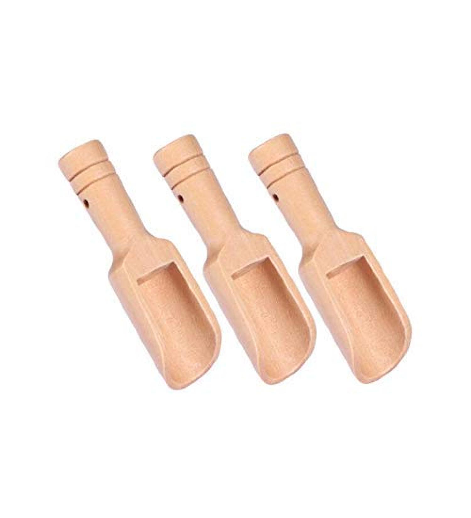 Alikeke 12 PCS Mini Wooden Scoops for Bath Salts Essential 75X25X19mm