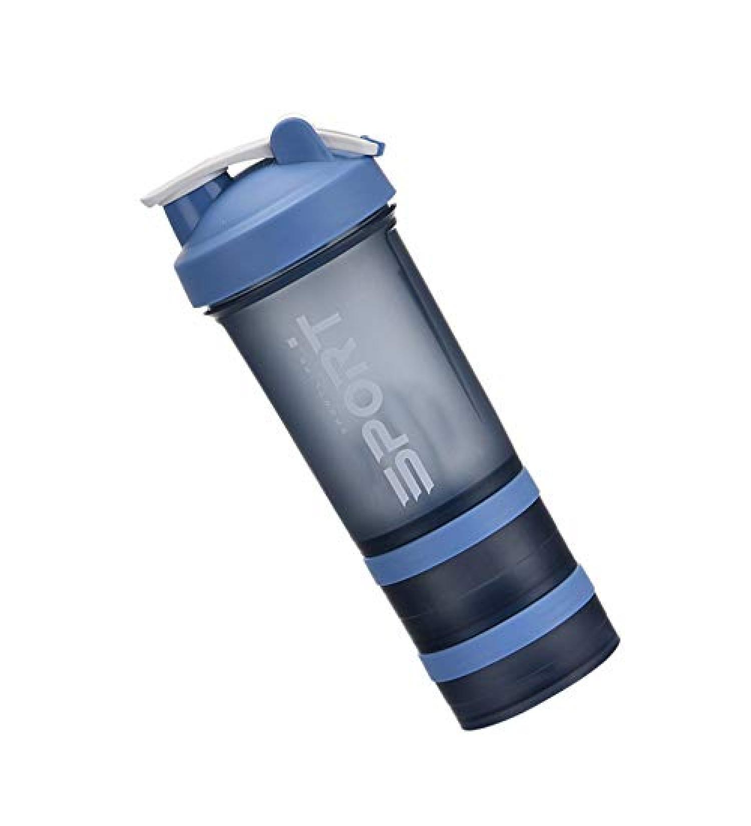 DERCLIVE Protein Shaker Bottle - Portable Supplement Mixer Cup with Powder Storage for Fitness Running & Cycling - Buy Online on GoSupps.com