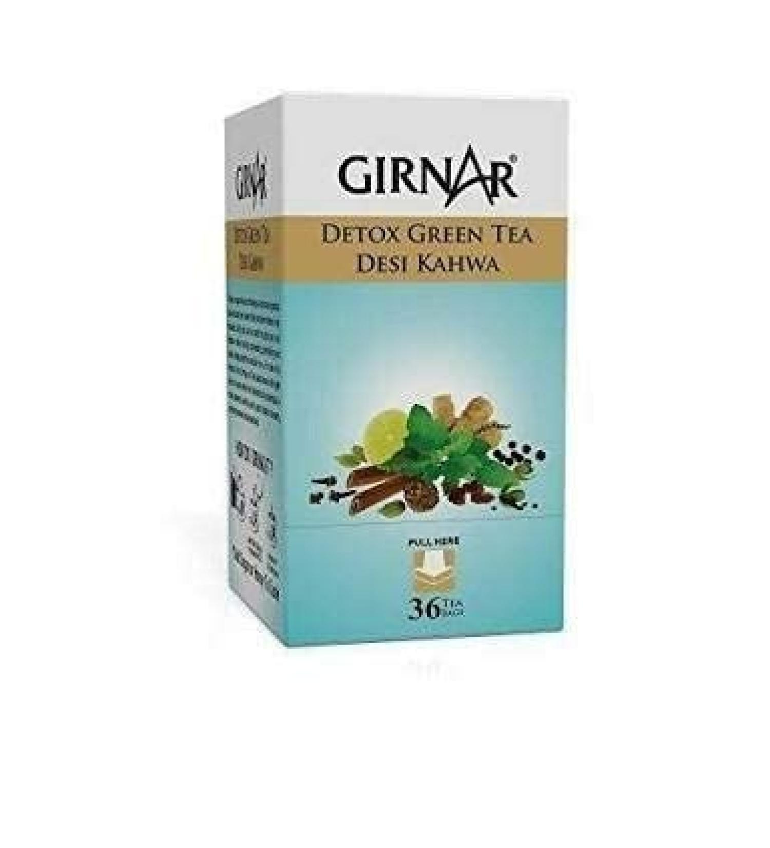 Girnar Detox Green Tea - Desi Kahwa (36 Tea Bags) | Energize and Detoxify Naturally - Buy Online on GoSupps.com