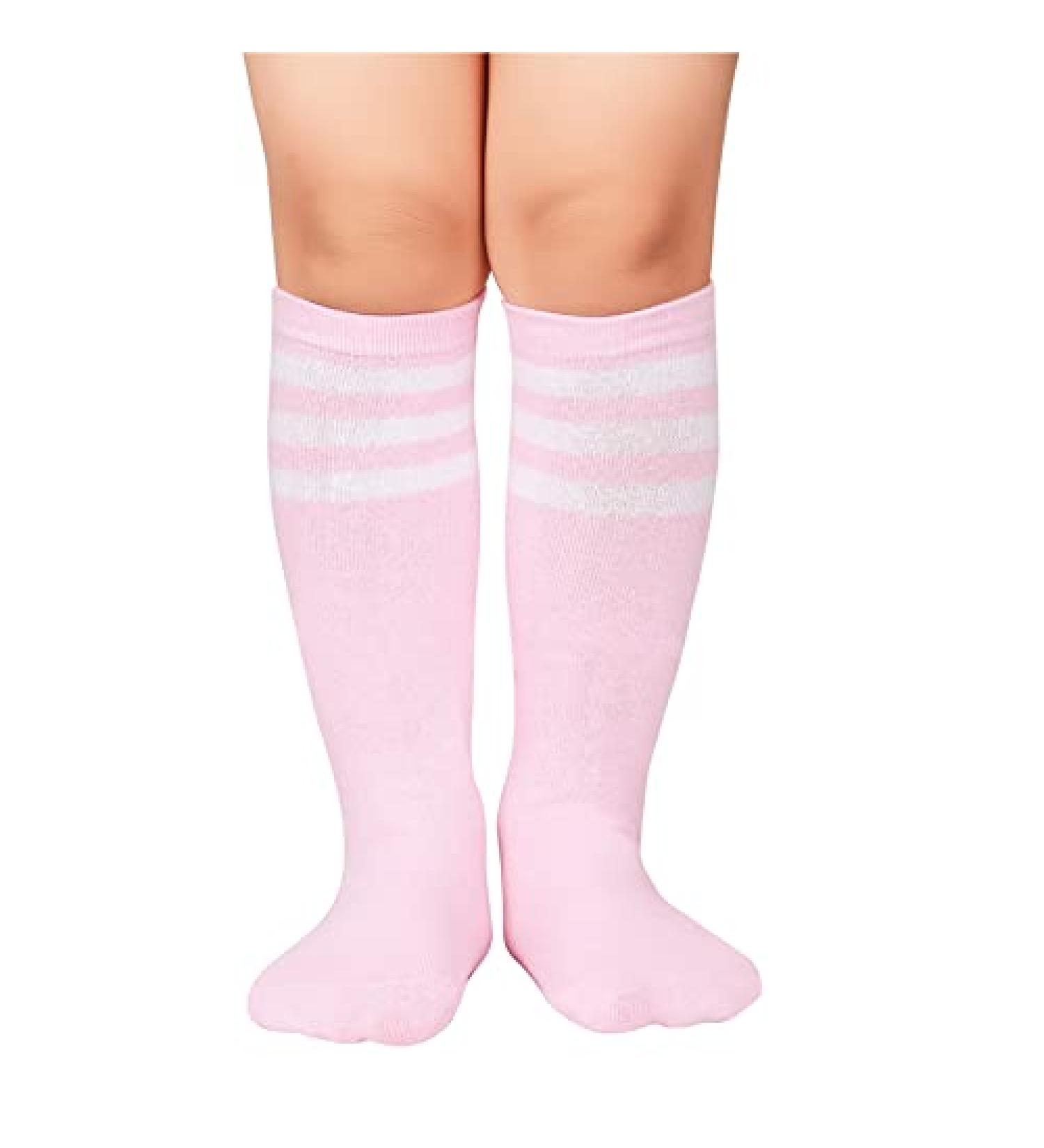 Zando Kids Knee High Soccer Socks - Crazy Silly Tube Socks for Boys and Girls - Pink White - One Size - Buy Online on GoSupps.com