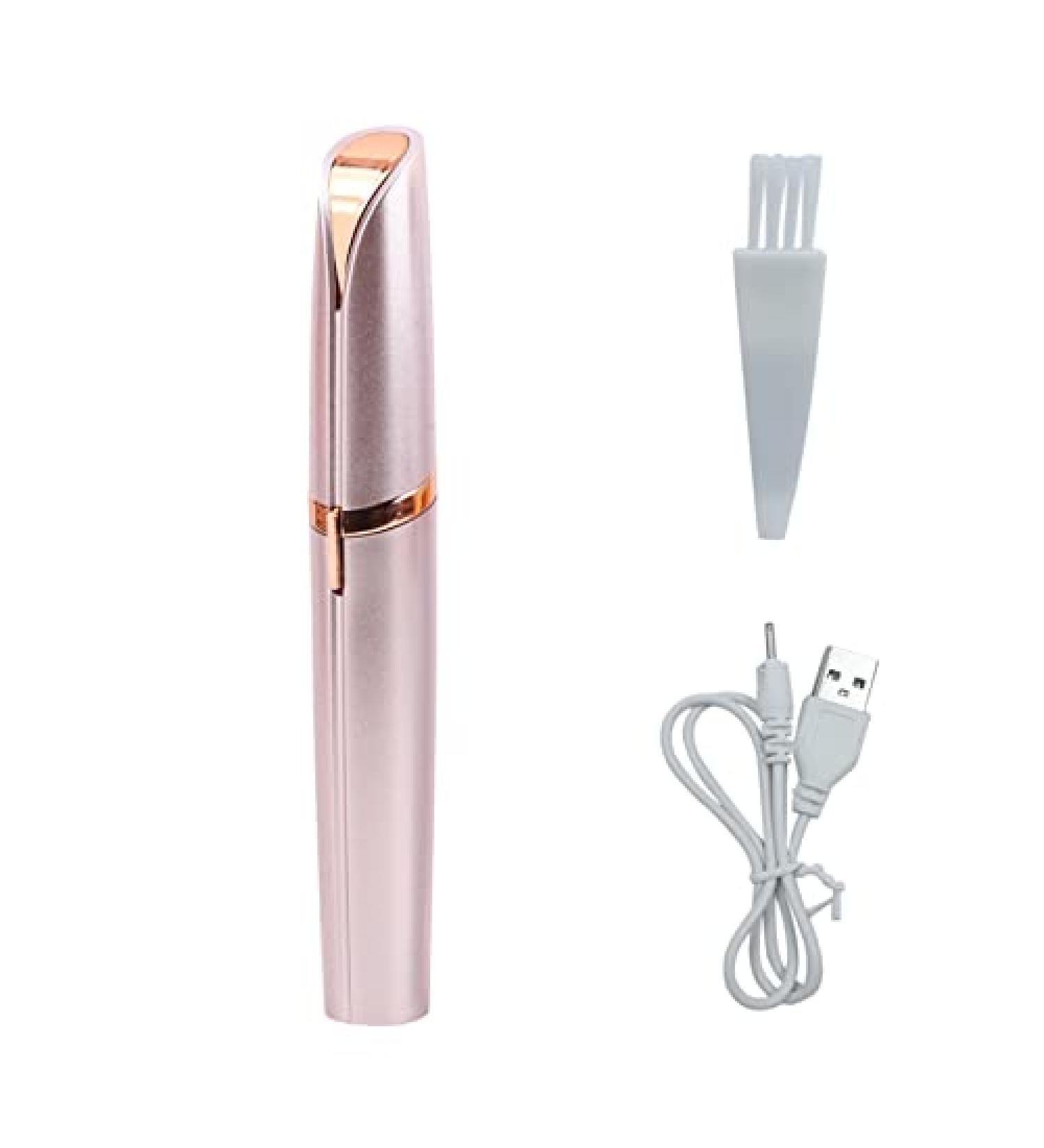 USB Rechargeable Portable Electric Eyebrow Trimmer Pen for Women | Painless Precision Hair Remover & Safe Shaver Tool - Rose Gold - Buy Online on GoSupps.com
