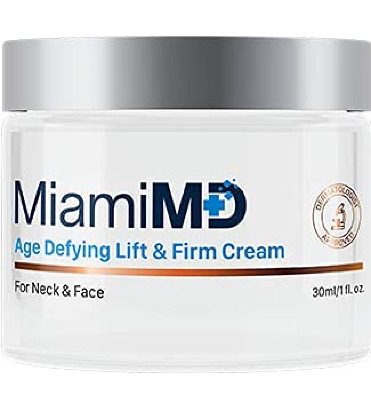 FLAT Miami MD Age Defying Lift and Firm Cream for Neck and Face - 30ML - SET OF 2, 1 Fl Oz (Pack of 2)