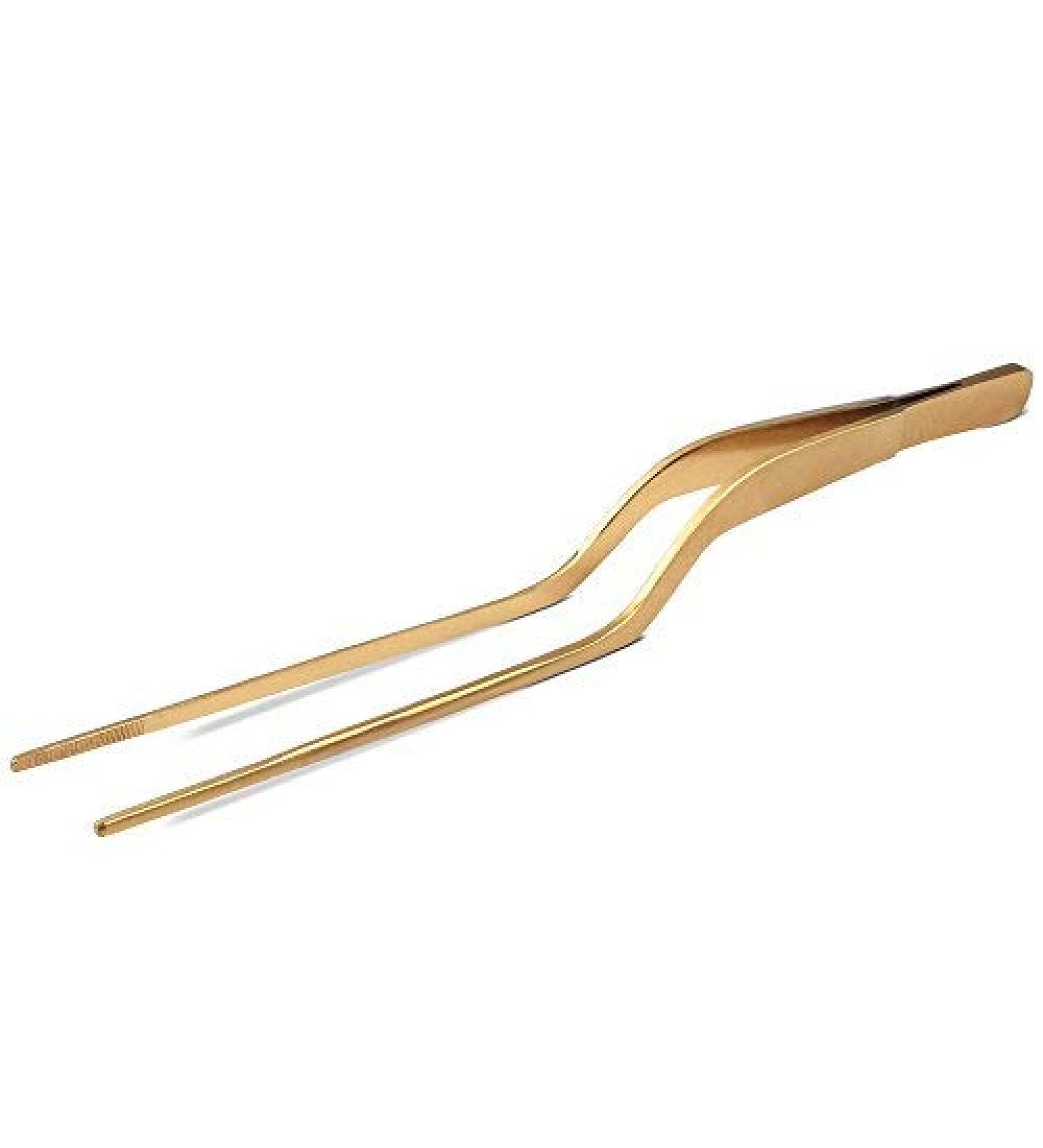 JB Prince Gold Offset Fine Tip Tweezer - 7.8-in