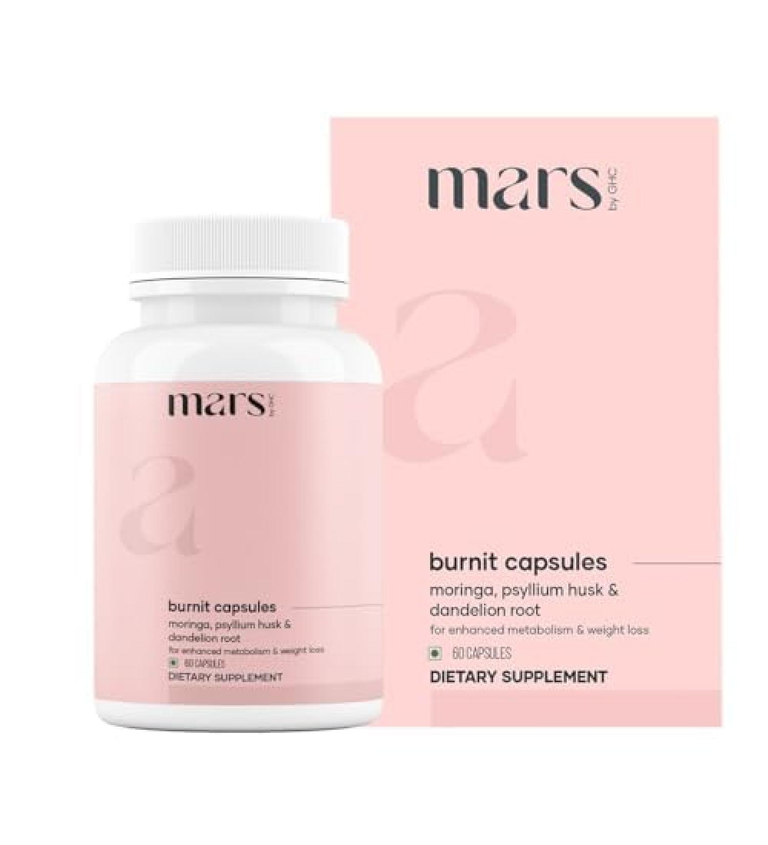 Mars BurnIt Capsules | Enriched with Psyllium Husk Moringa & Dandelion Root | Supports Digestion Detox & Weight Management | Pack of 1 1 Count (Pack of 1) - Buy Online on GoSupps.com