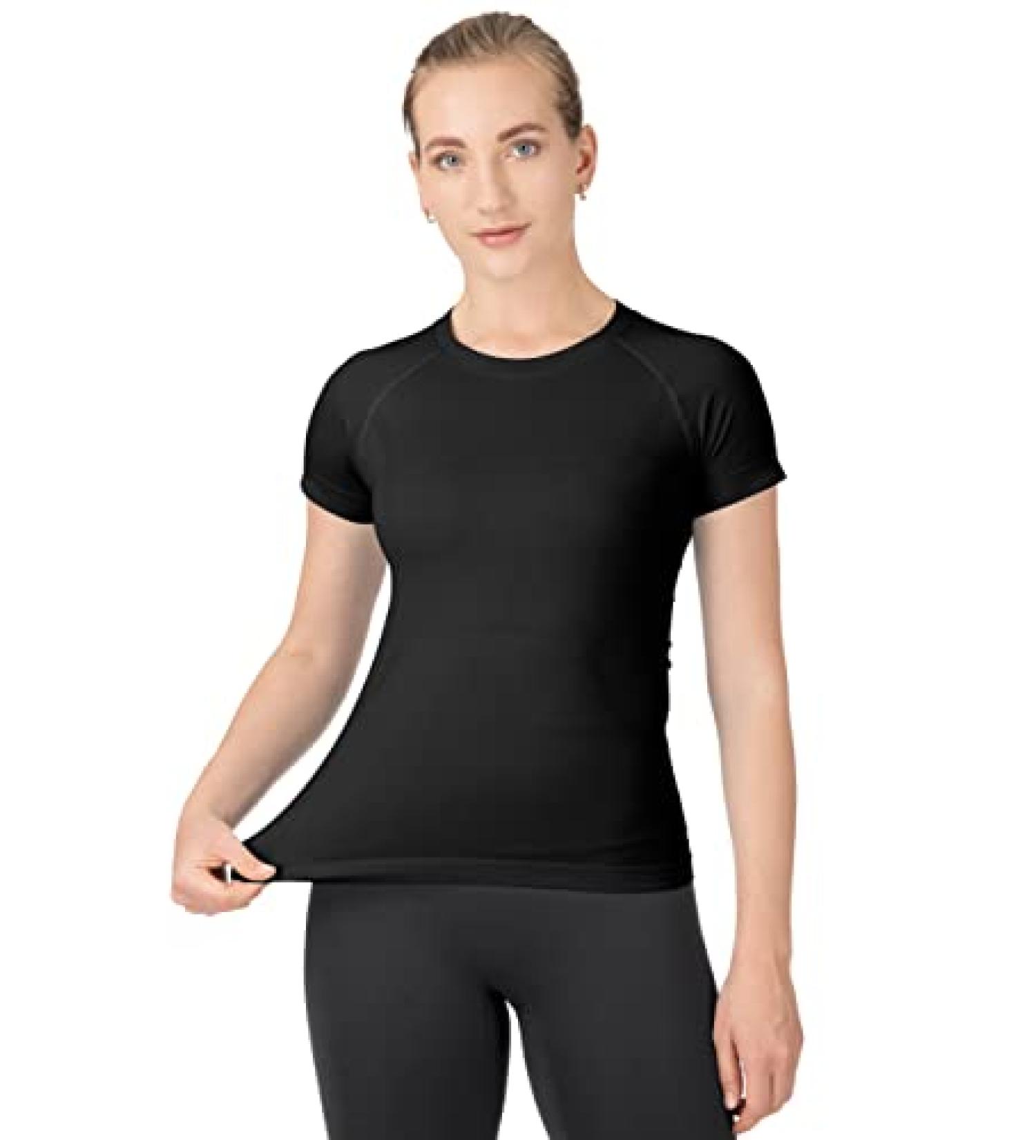 MathCat Women's Short Sleeve Workout Shirt - Breathable Athletic Gym Top in Black - Buy Online on GoSupps.com