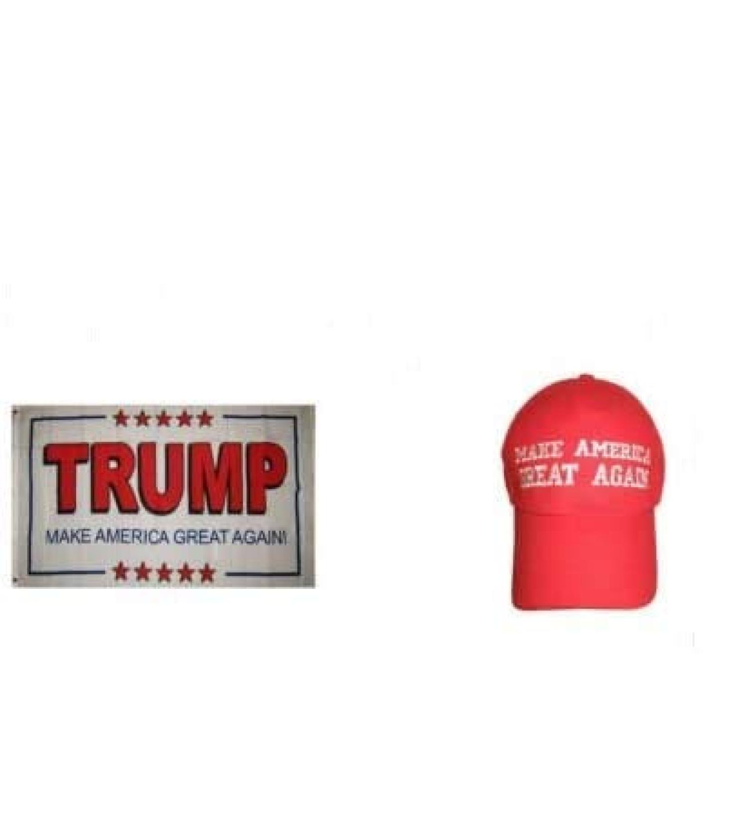 Moon Knives 3x5 Donald Trump President White #2 Red Hat & Flag Set - Party Decorations Supplies For Parades - Prime Outside Garden Men Cave Decor Flag