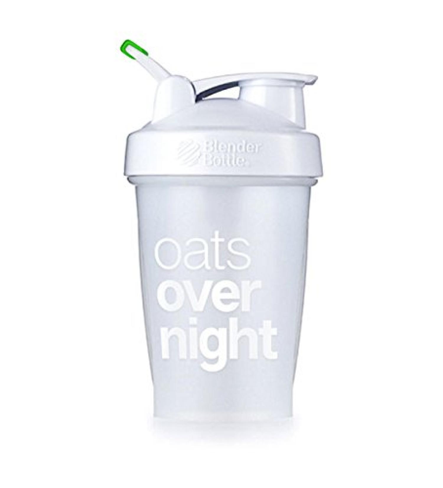 Oats Overnight BlenderBottle - Customized for Overnight Oats - NO Whisk Ball - Milk Fill Line - Clear/White/Green - 20-Ounce Loop Top - Buy Online on GoSupps.com