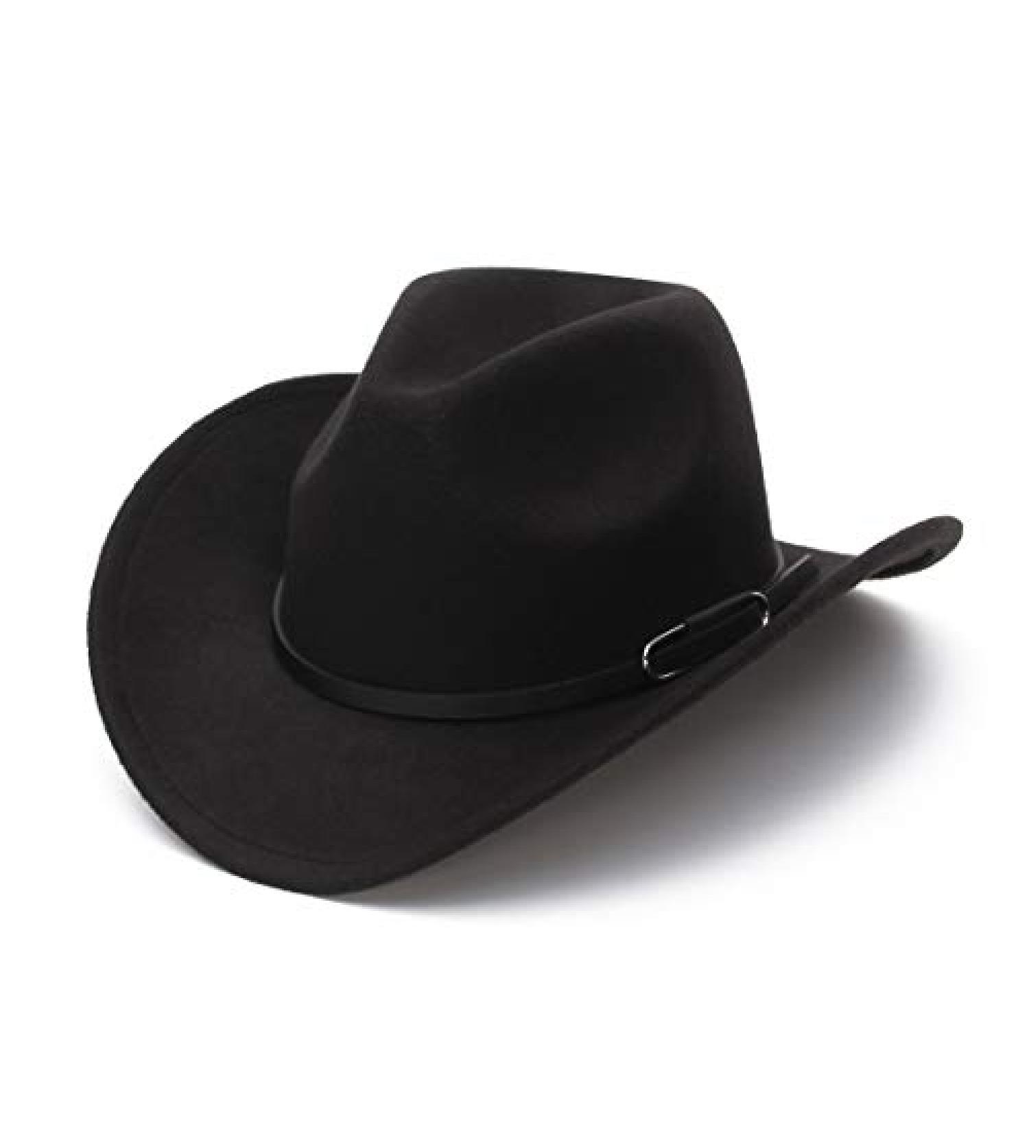 GEMVIE Roll Up Brim Cowboy Hat - Western Fedora for Men Women (Black, Size 7-7 1/8) - Buy Online on GoSupps.com