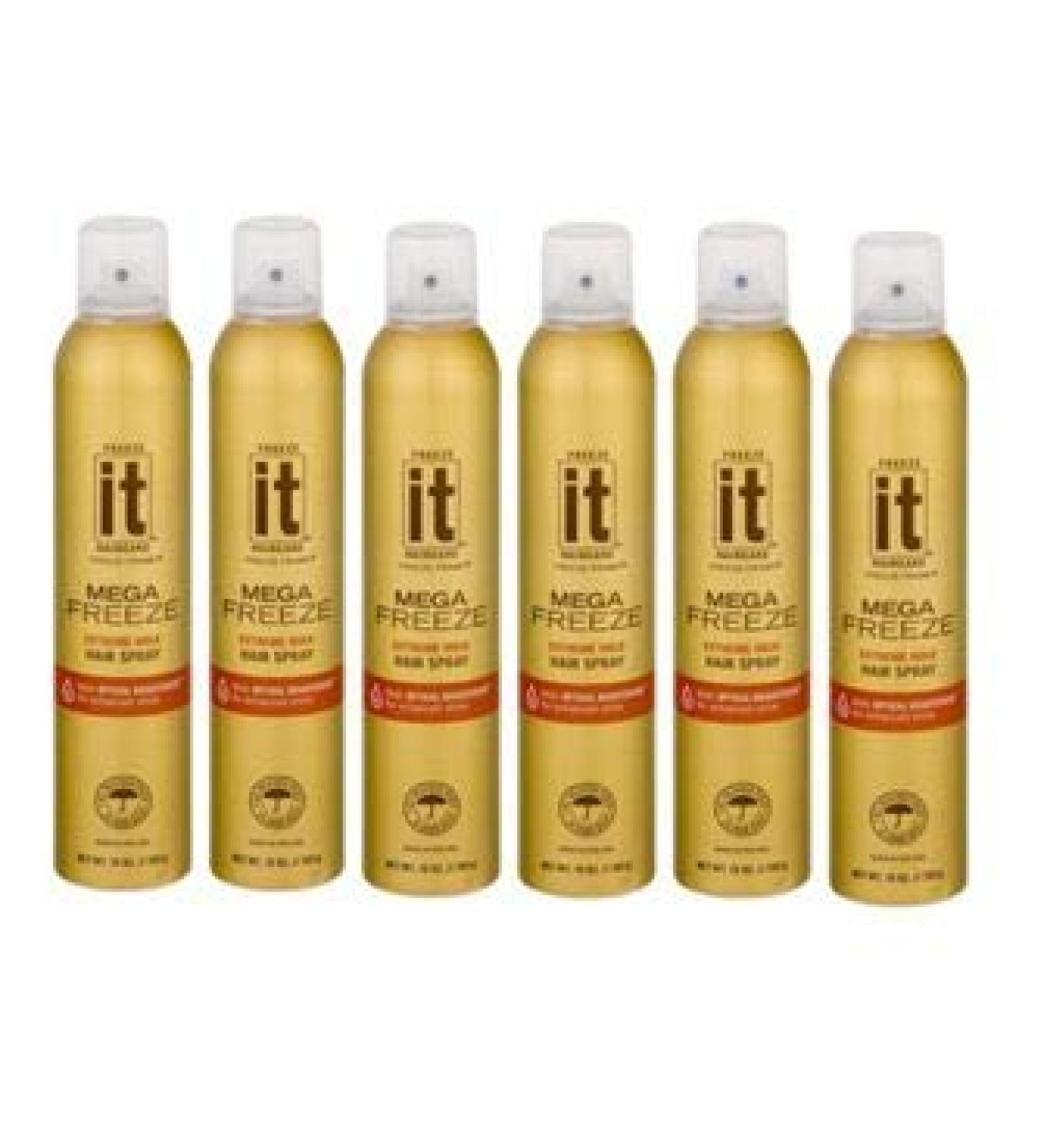 Sealuck PACK OF 6 - Freeze It Haircare Freeze Frame Hair Spray Mega Freeze Extreme Hold 10.0 OZ