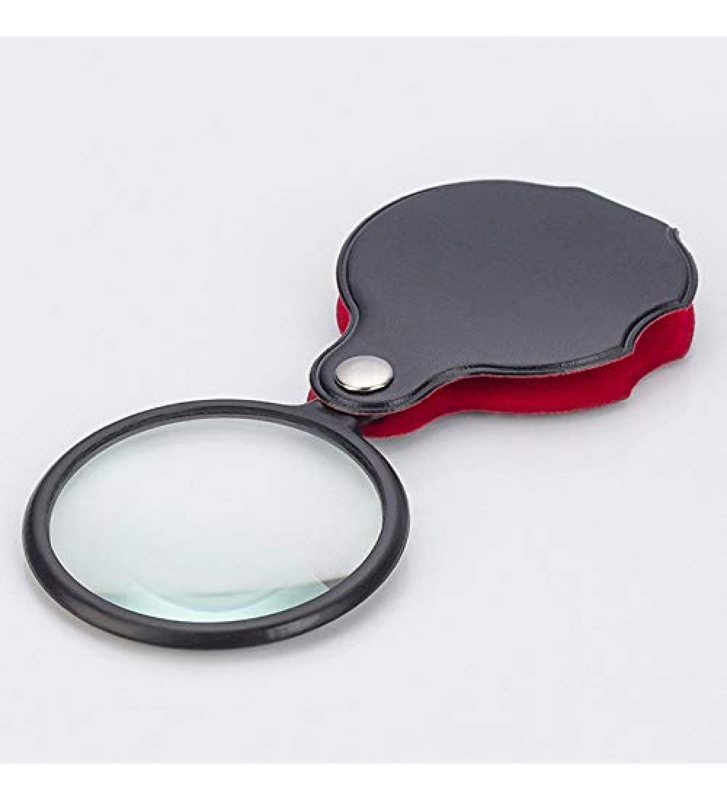 Magnifying 50mm Handheld Magnifying Glass 8X Leather Pocket Magnifier Foldable Mini Size Reading Magnifier Loupe Portable Black Gift Lupa (Magnification : 8X) Good Times - Buy Online on GoSupps.com