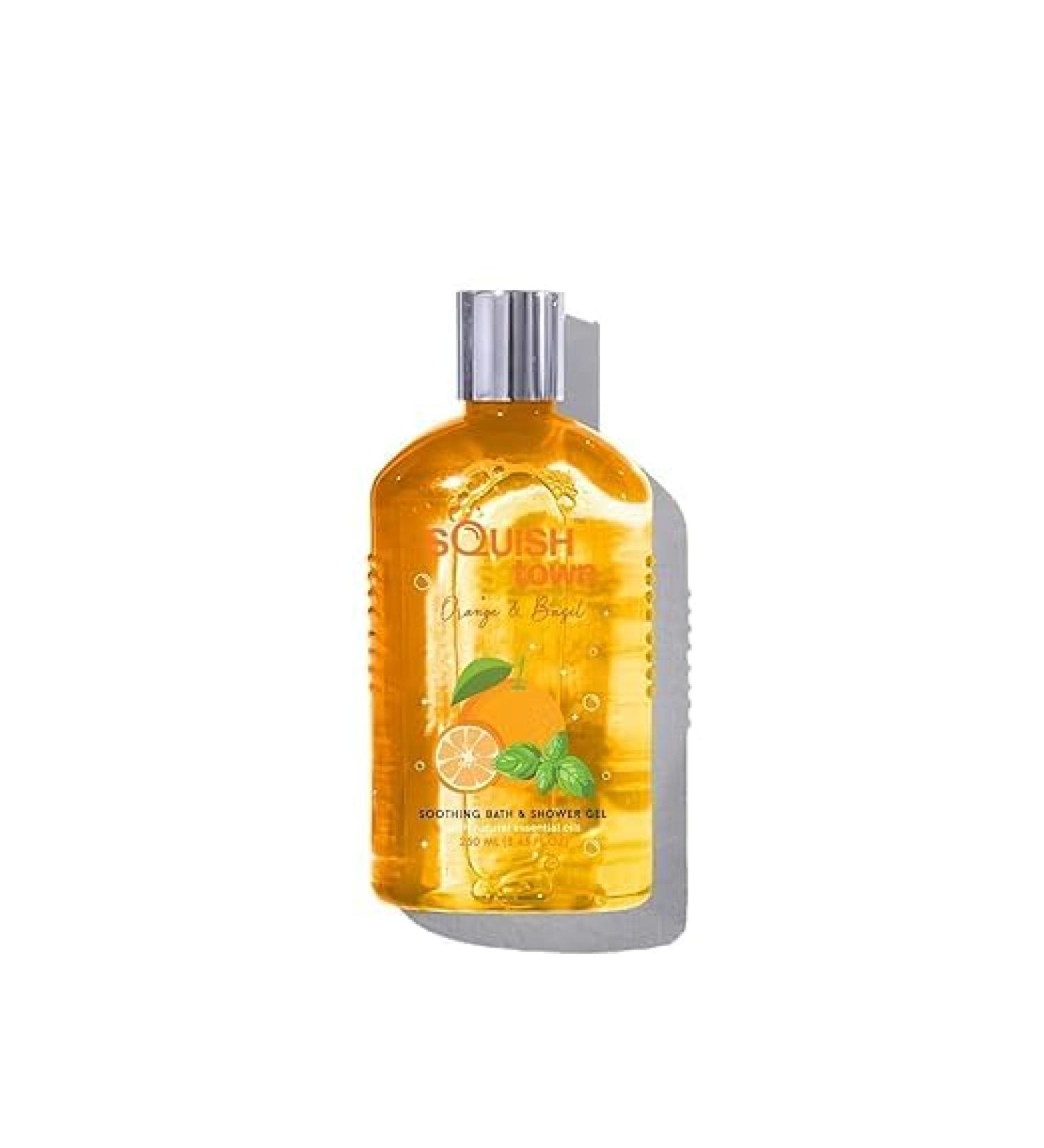 Orange & Basil Soothing Bath & Shower Gel | Luxury Aromatherapy Body Wash | Natural Essential Oils | 250ml | Unisex | Squish Town - Buy Online on GoSupps.com