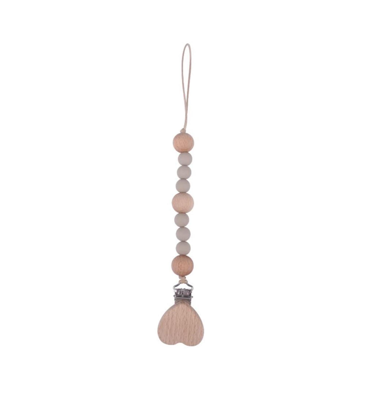 Ibeafilly Baby Pacifier Chain Clip | Unisex Silicone & Wood Pacifier Strap | Triangle Design for Bibs - Buy Online on GoSupps.com