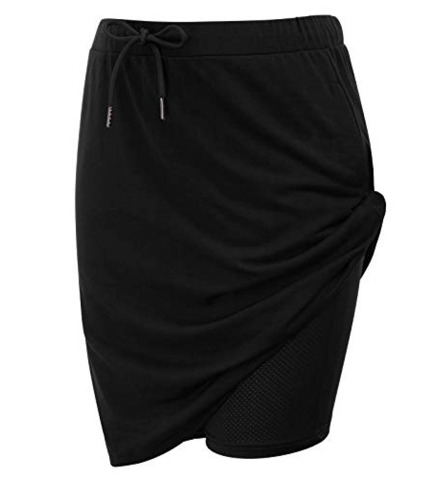 JACK SMITH Women's Stretchy Knee Length Skort with Drawstring Waist & Pockets - Black XL - Buy Online on GoSupps.com