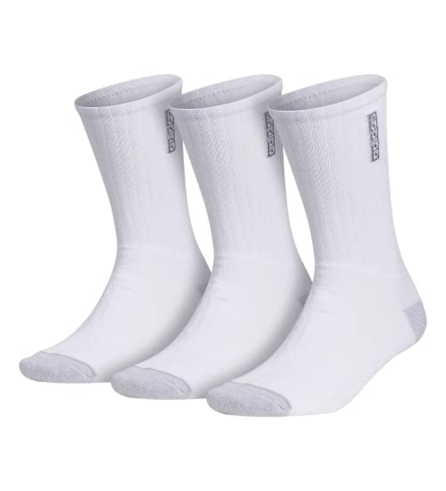 adidas Men's Classic Cushioned Crew Socks 3-Pack - White/Clear Onix Grey - Large - Buy Online on GoSupps.com