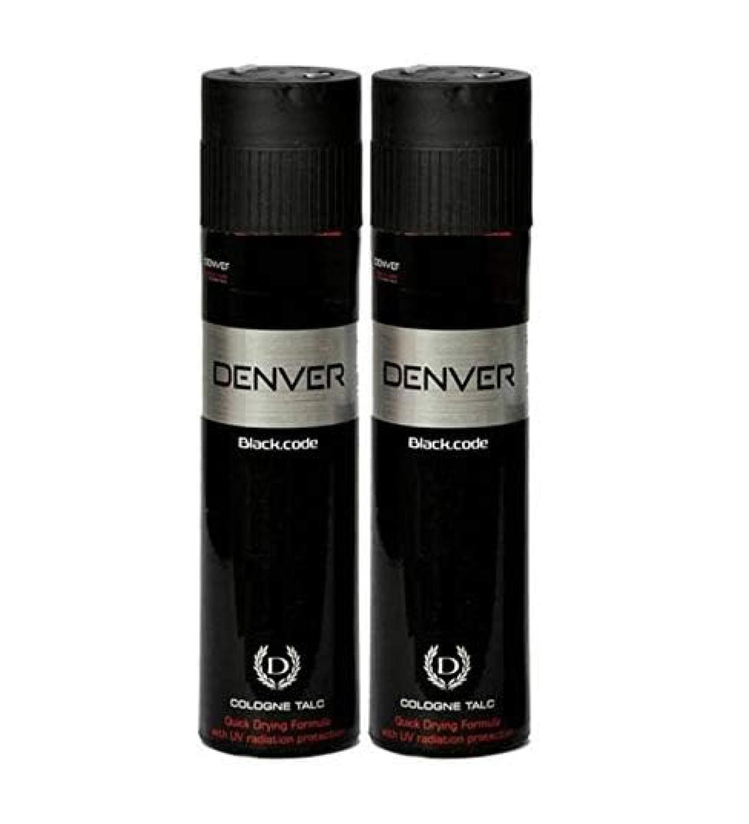 Denver Black Code Cologne Talc Spray For Men 100g