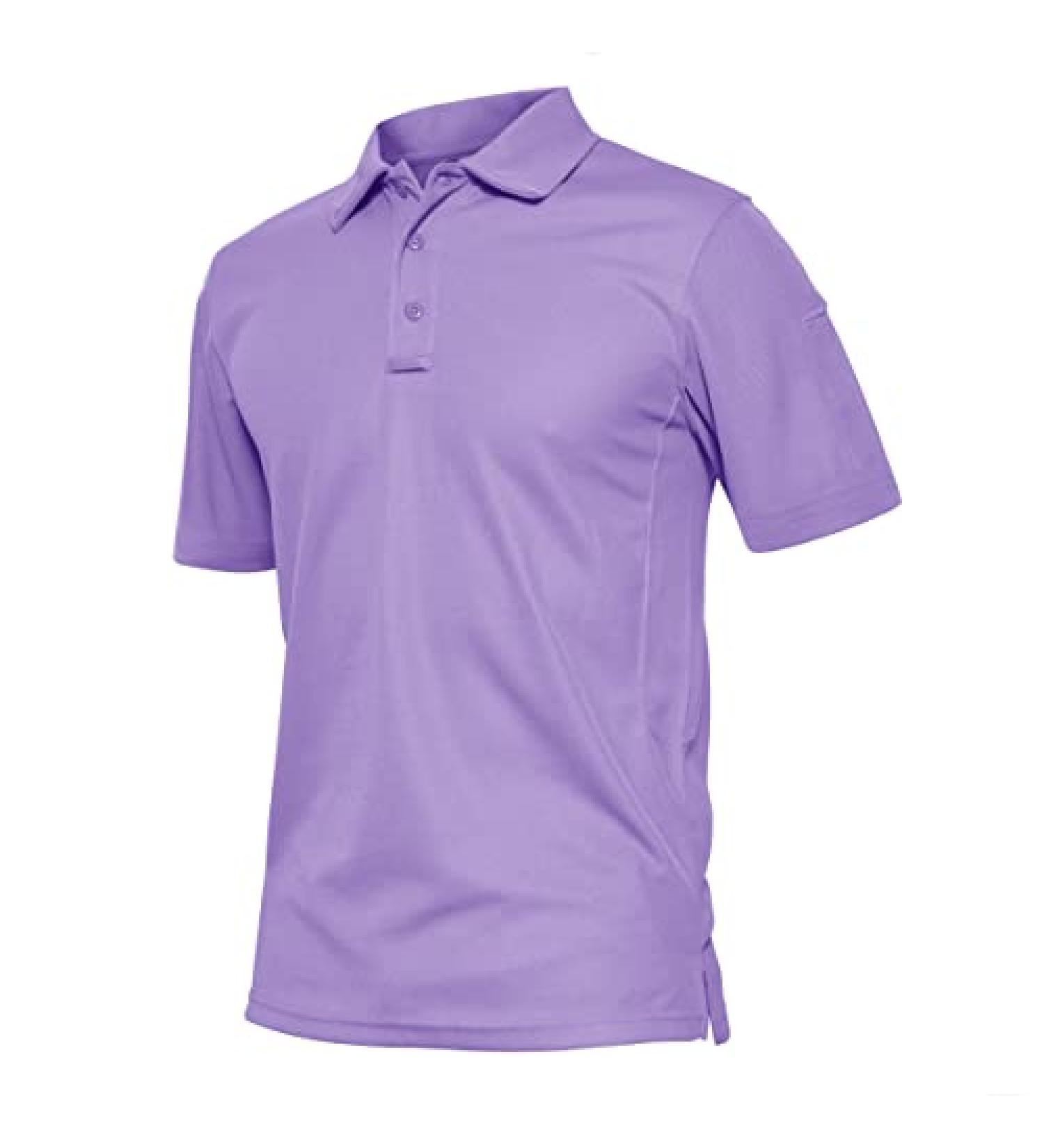 TACVASEN Men's Outdoor Sport Performance Polo Short Sleeve Shirt - Light Purple (Large) #33 - Buy Online on GoSupps.com