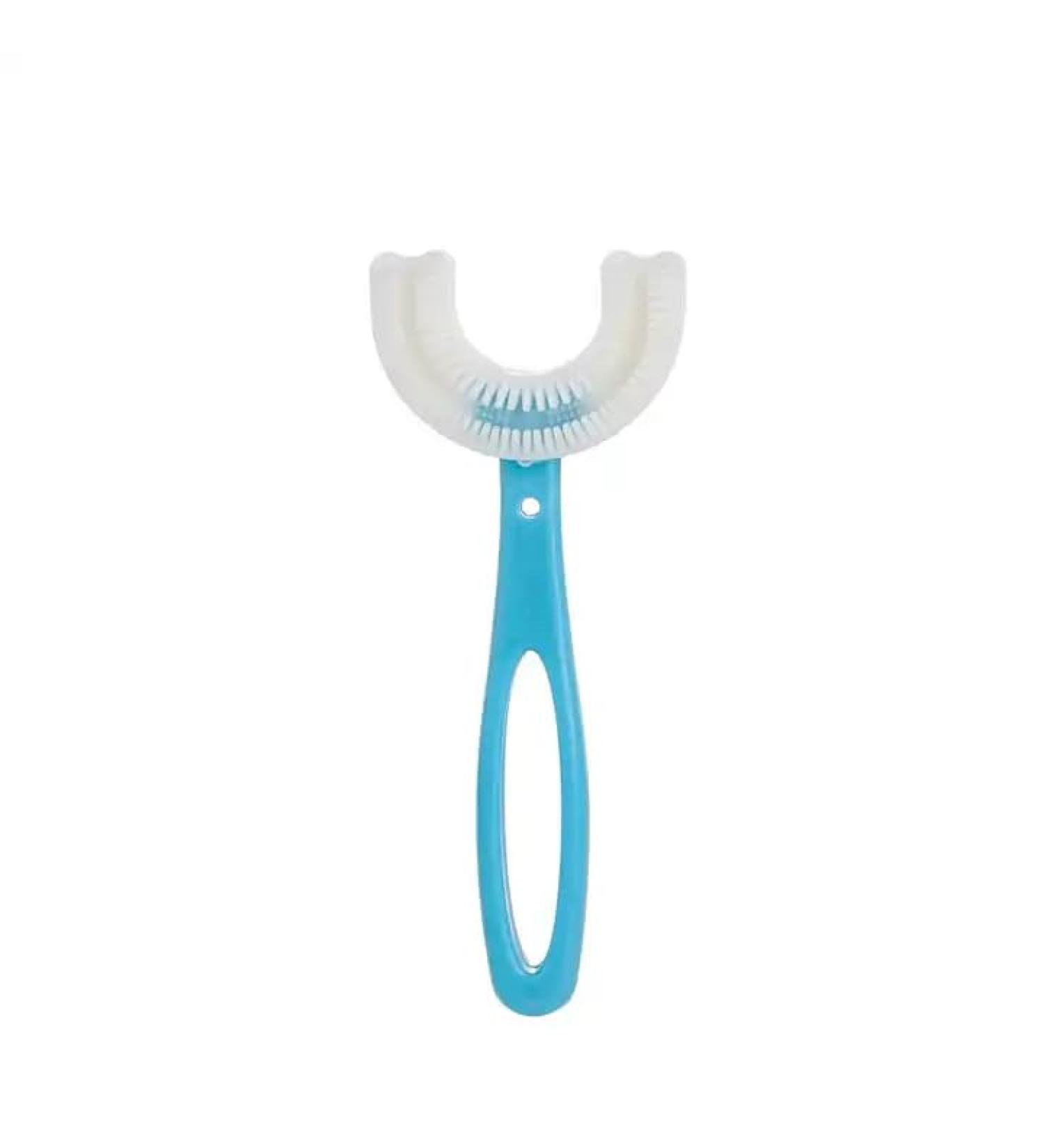 Silicone Baby Tooth Cleaner Brush | U Shape Teether Brush | Soft 360 Deep Cleaning for Toddlers (Blue - Buy Online on GoSupps.com