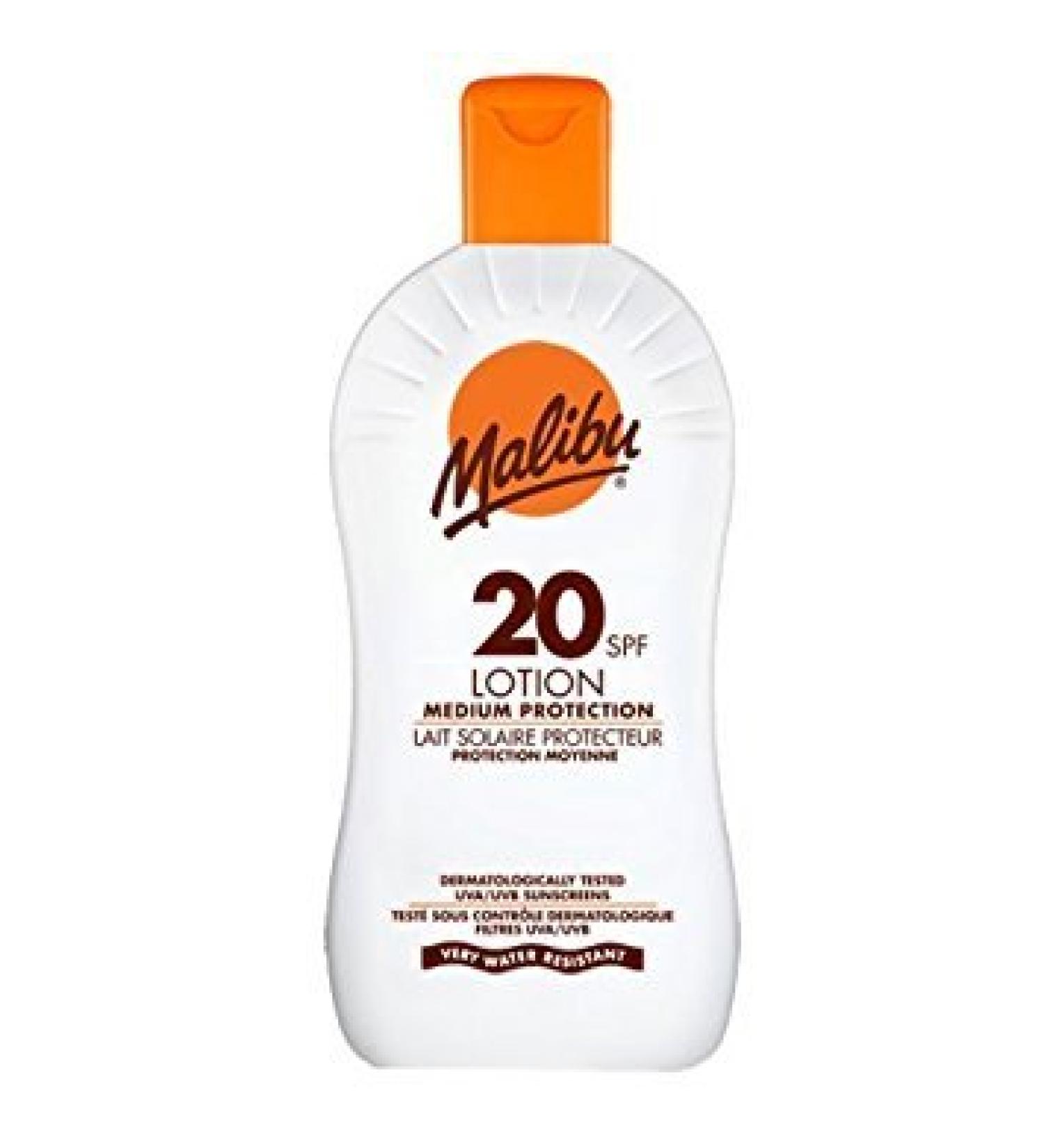 Malibu Lotion 20 SPF 200 ml x 2 waterproof