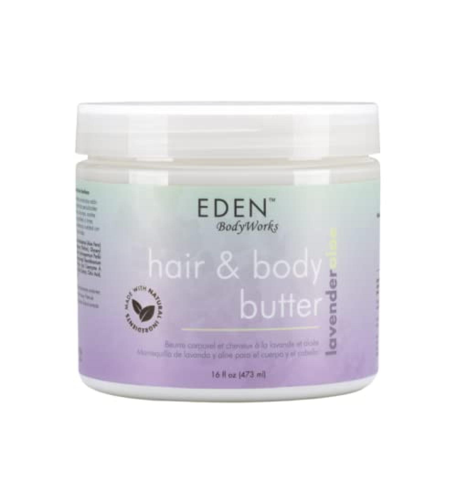 EDEN BodyWorks Lavender Aloe Hair + Body Butter 16 oz - Natural Moisturizer for Hydrating, Calming and Soothing Hair & Skin - Buy Online on GoSupps.com