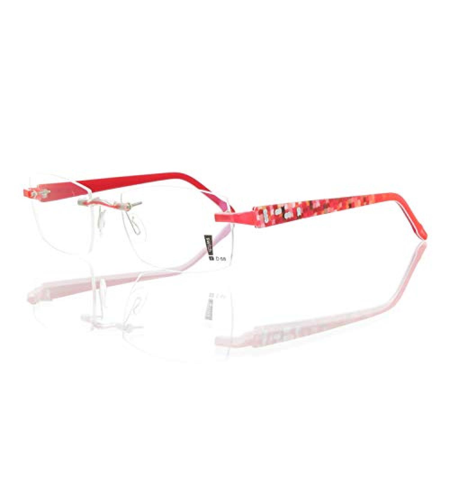 switch it set Combi 2445 interchangeable temples in the color red-pink-silver-scaled inside red