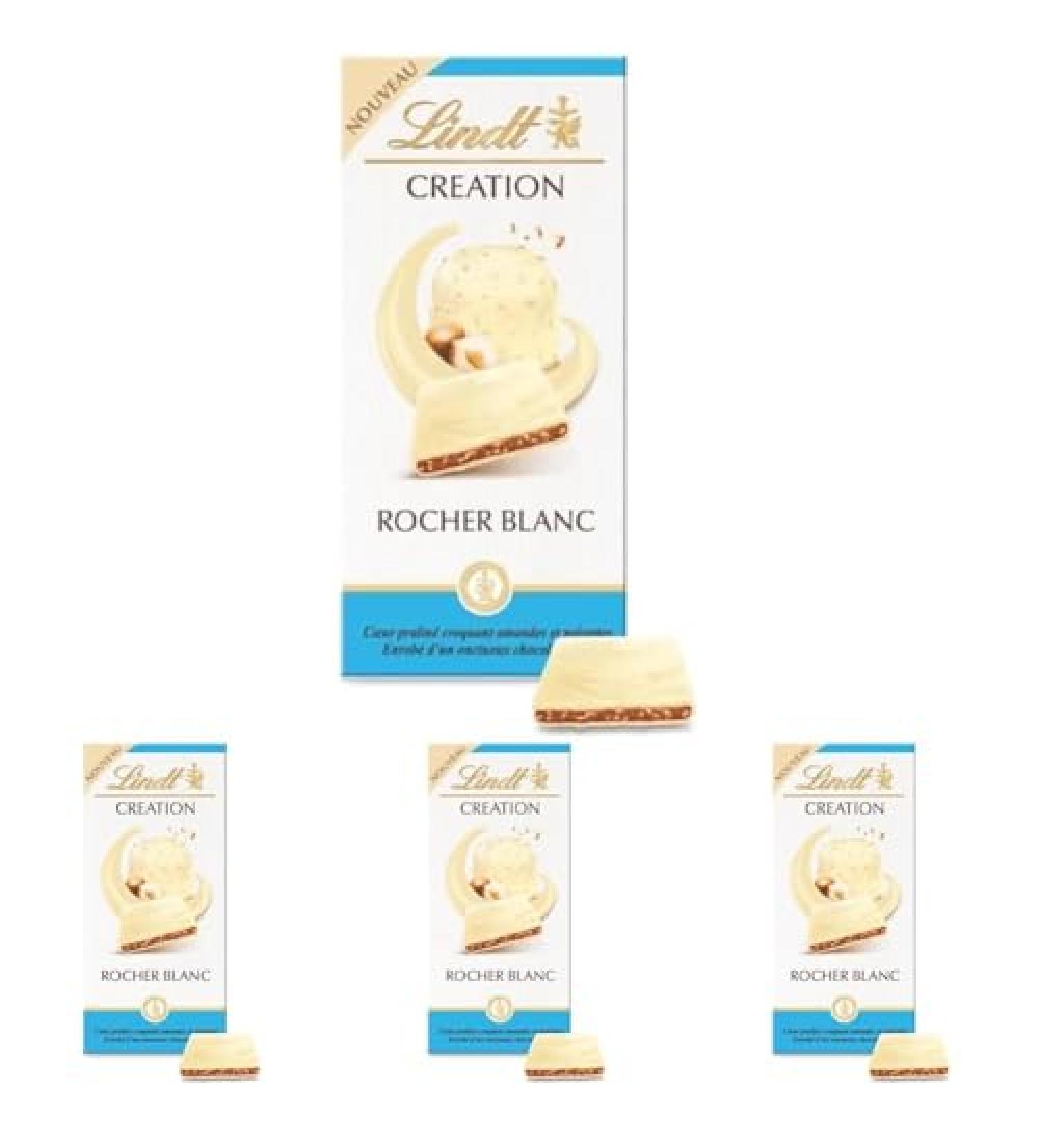 Lindt - Tablette CREATION Blanc Rocher Pralin - Chocolat Blanc 148g (Lot de 4) Rocher Blanc 150g (Lot de 4) - Buy Online on GoSupps.com