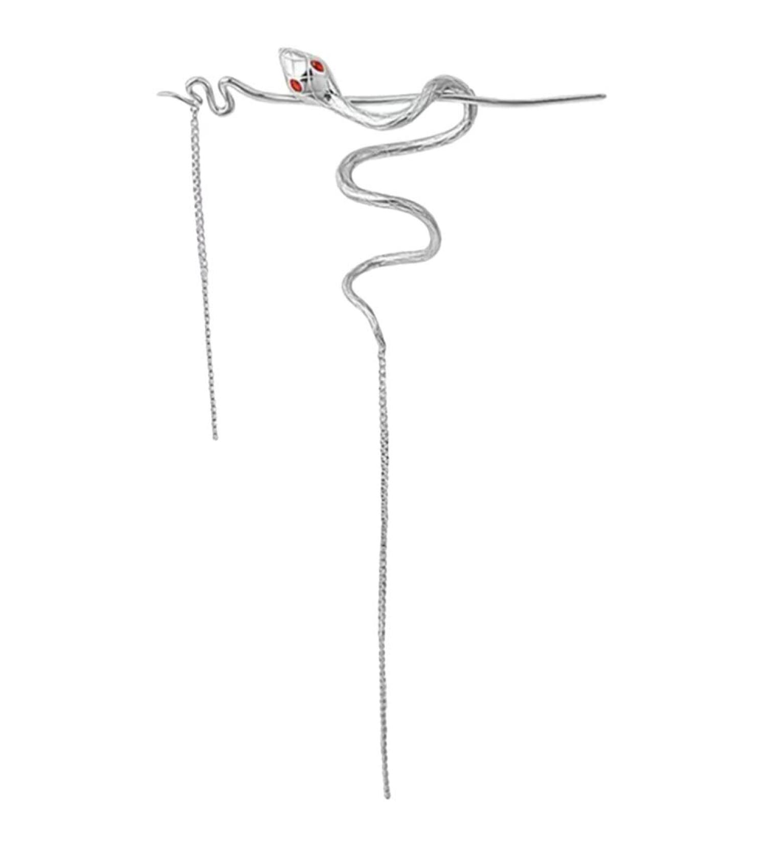 LALAFINA Hairpin Hair Topper Headwear for Women Ancient Jade Hair Pin Snake Hair Stick Tassel Hair Accessory for Women Silver Headpiece Long Hair Pin Girl Miss Accessories Metal - Buy Online on GoSupps.com