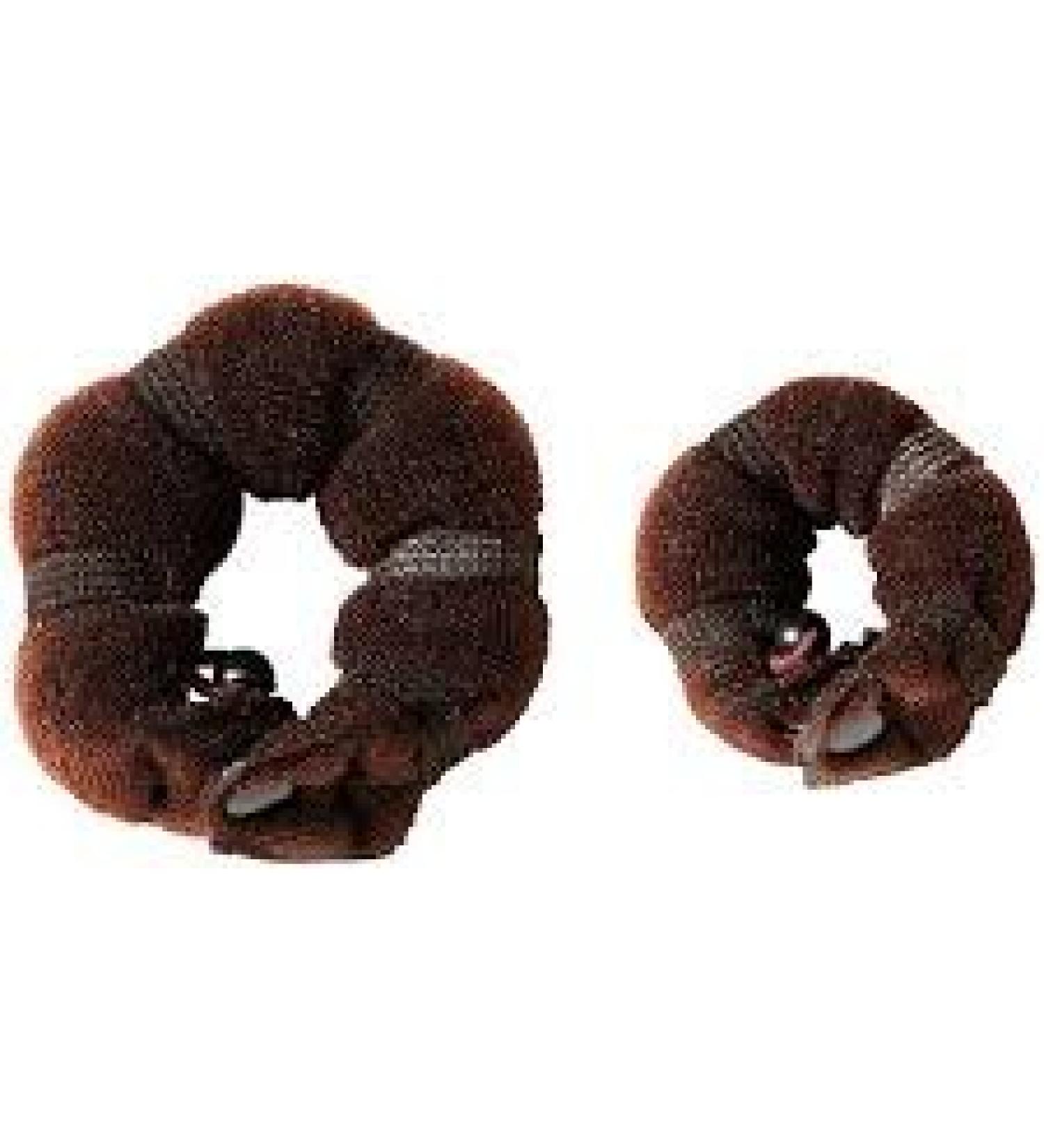 Hot Set of 2 Crowns for Hair "Donut" Brown Hair Bun Knot Ring Bun - New Formats: 1 small + 1 large by Boolavard TM