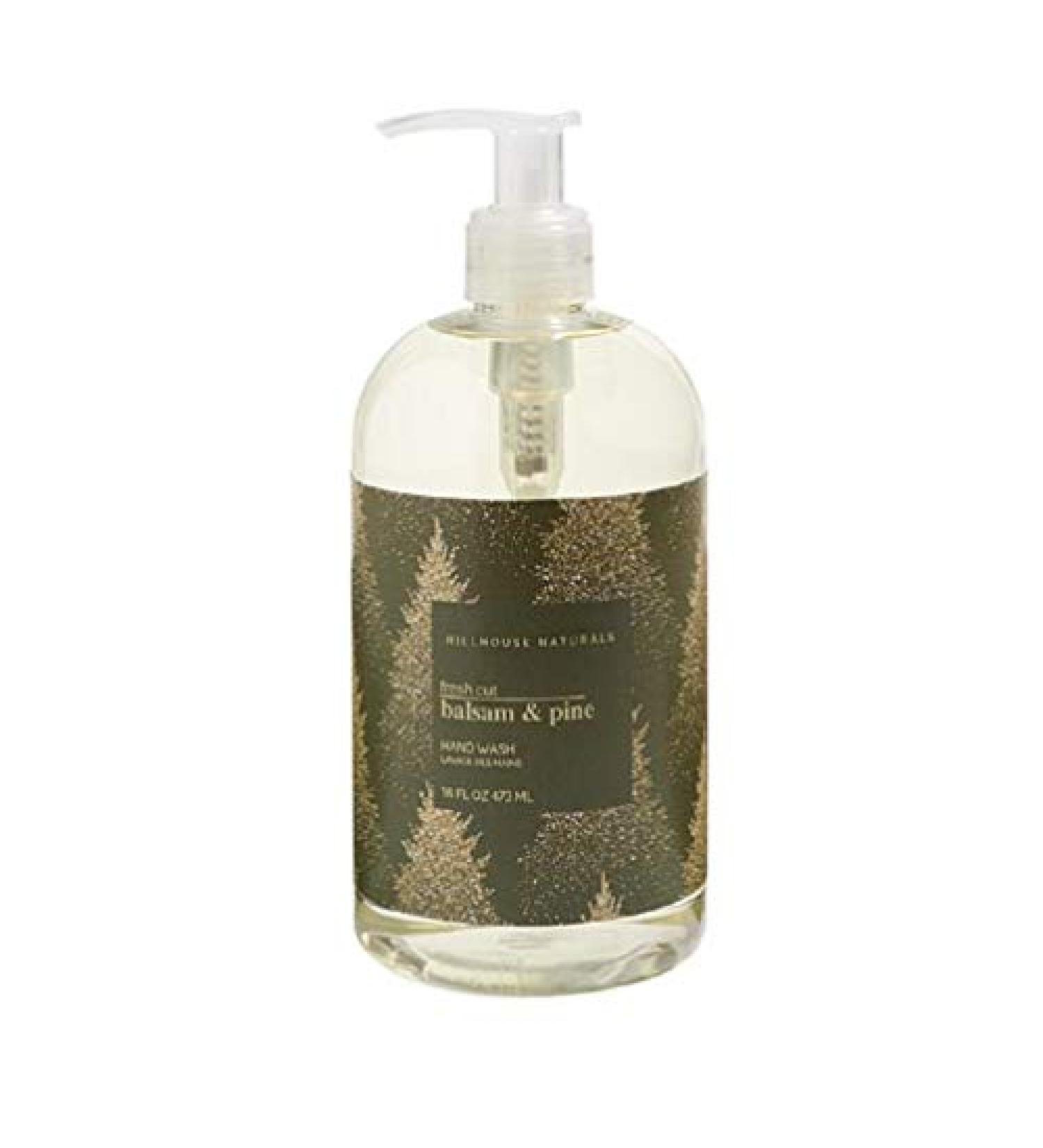 Hillhouse Naturals Fresh Cut Balsam & PineHand Wash 16oz. With a hint of cinnamon that pairs magically to capture the essence of the holiday season. Made in the USA