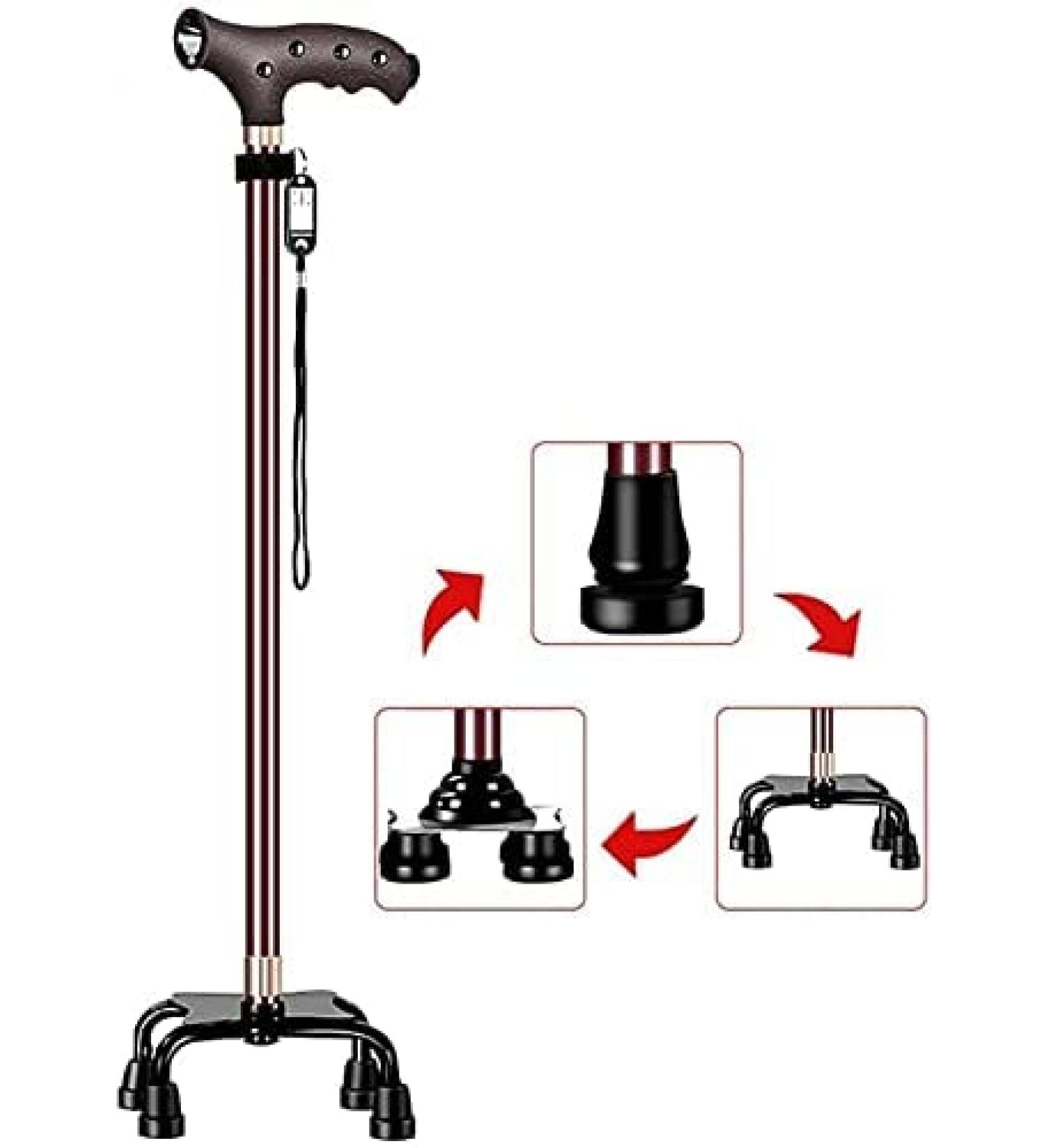 Canes Cane Elderly Crutches Aluminum Alloy Walking Stick with Light 10-Speed Expansion One Foot Four feet Big Four Foot Base Interchange 74-97.3 cm Long Elderly Supplies It's so Kind of You - Buy Online on GoSupps.com